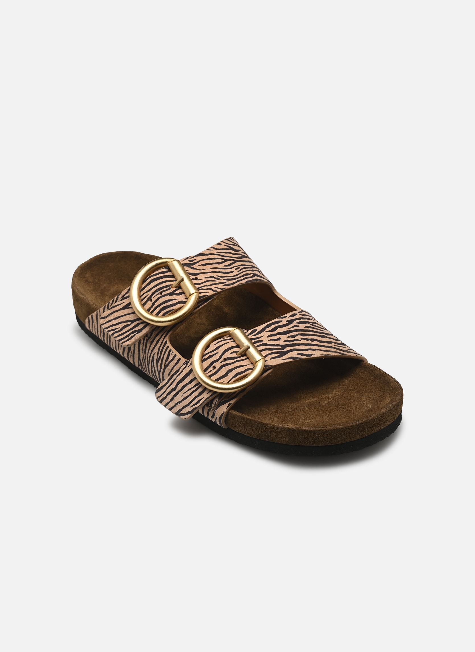 Zuecos y mules Mules n°62 - Cuir imprimé - Zèbre clair mujer multicolor Rivecour Zuecos y mules Mules n°62 - Cuir imprimé - Zèbre clair mujer multicolor ZÈBRE CLAIR