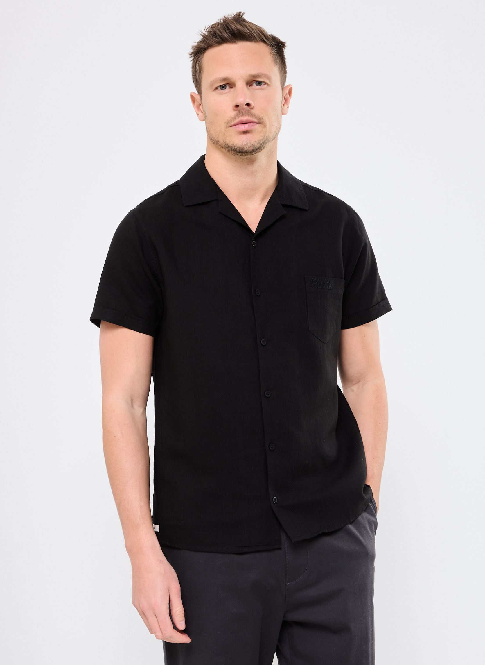 Chemises SHIRT LIN homme noir Kulte Chemises SHIRT LIN homme noir BLACK