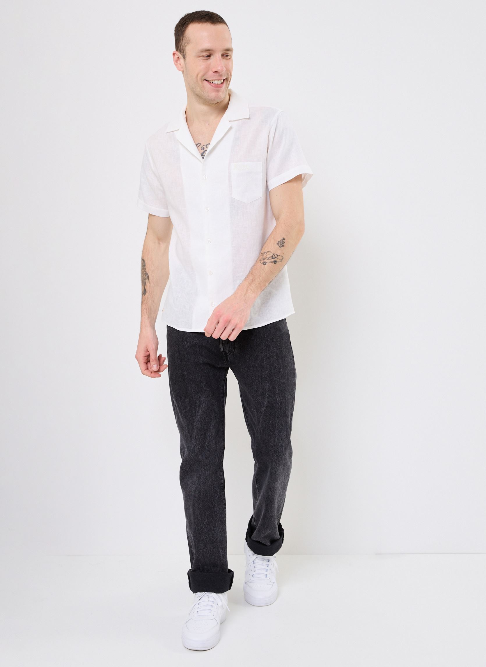 Chemises SHIRT LIN homme blanc Kulte Chemises SHIRT LIN homme blanc OFF WHITE