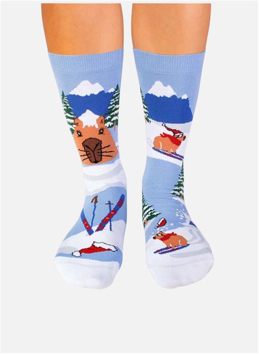 Pirin Hill Chaussettes Chaussettes Pirin Hill Arty Noël Bleues Georges le Capybara homme bleu