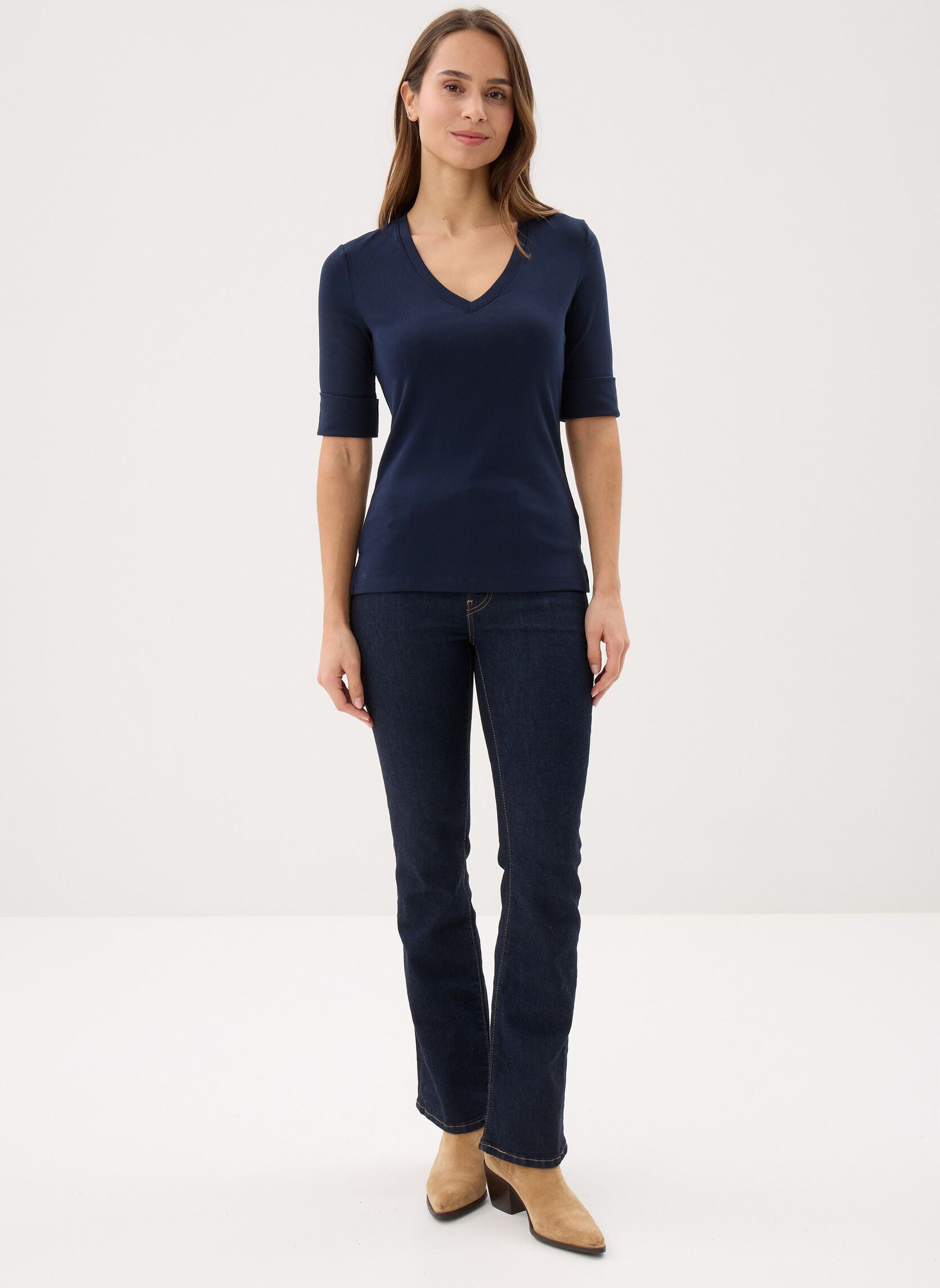 T-shirts met lange mouwen V Judy-Elbow Sleeve-Knit dames blauw Lauren Ralph Lauren T-shirts met lange mouwen V Judy-Elbow Sleeve-Knit dames blauw LAUREN NAVY