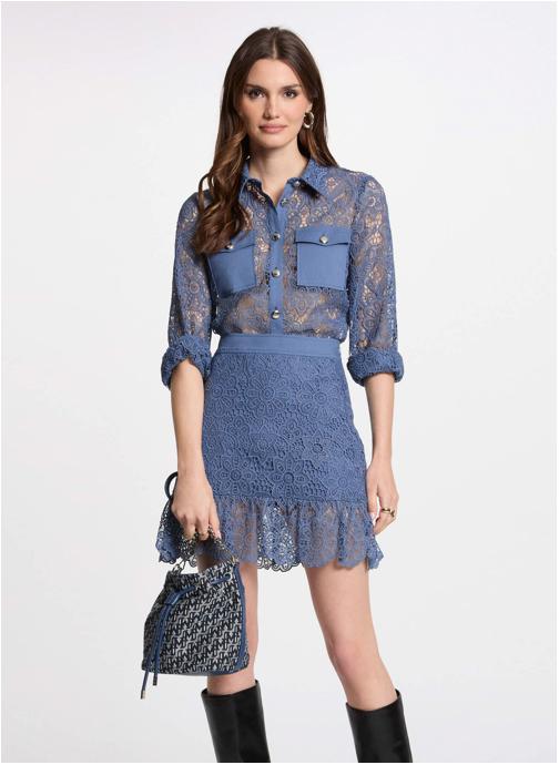 Morgan Jupes mi-longues 251-JCIVI femme bleu
