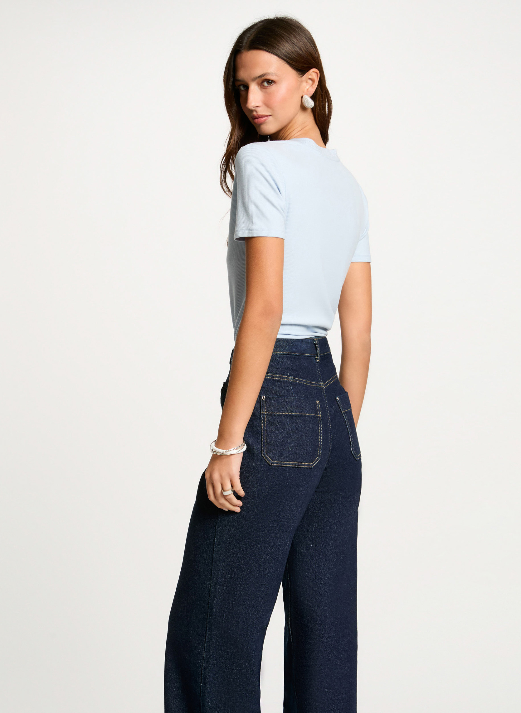 Morgan T-Shirt Femme Bustier Bretelles à Nouer Imprimé Cachemire - Coupe Ajustée