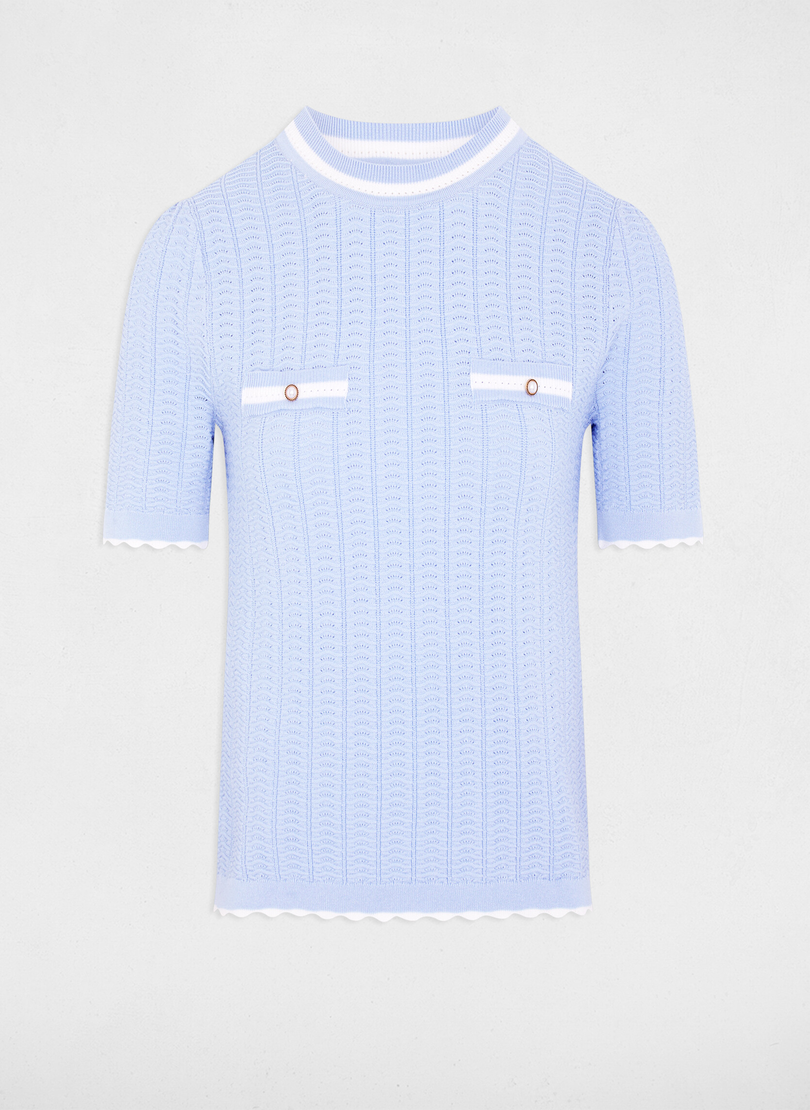 Pull col rond maille côtelée homme - COM