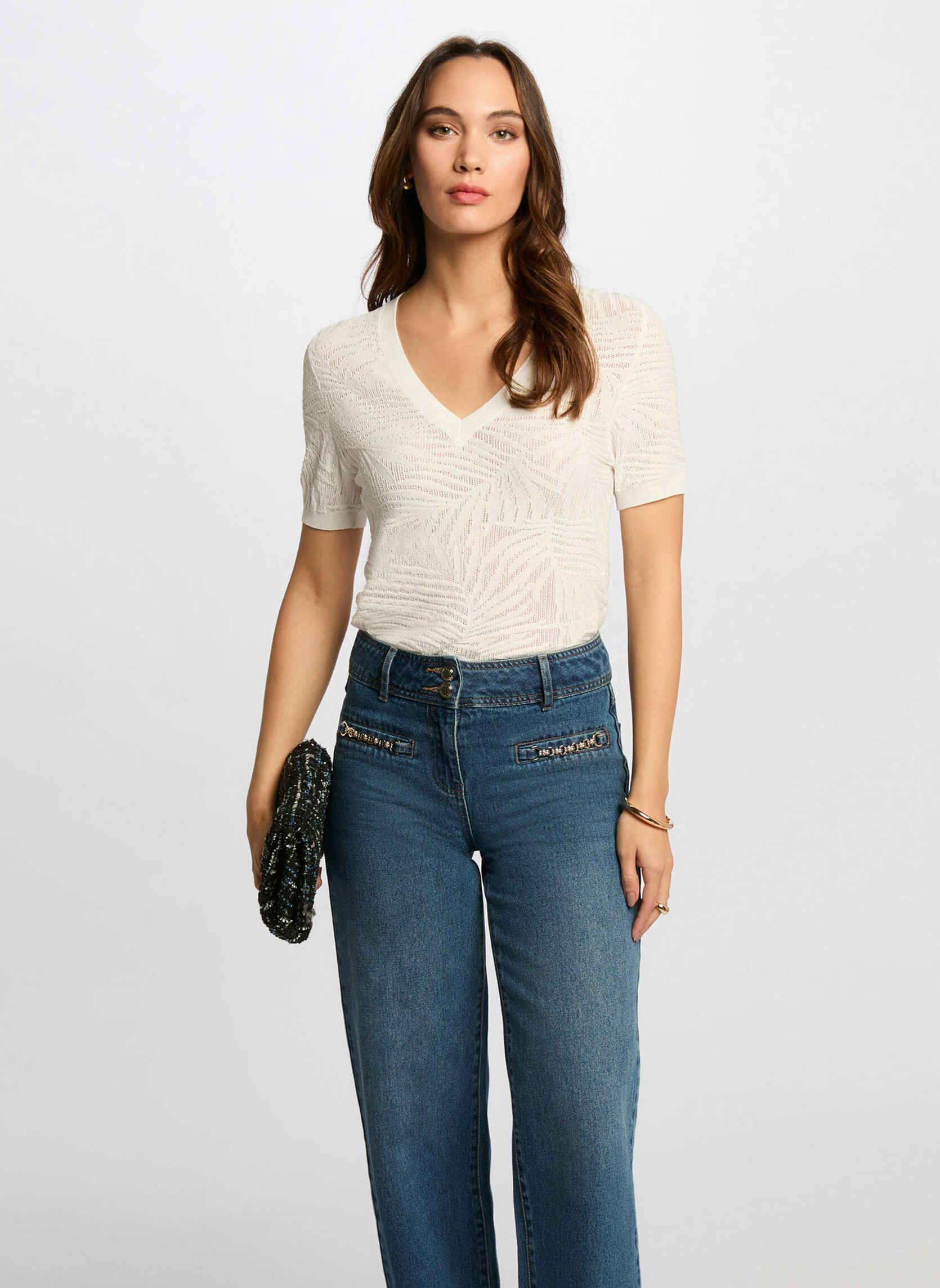 Pulls 251-MPALM femme blanc Morgan Pulls 251-MPALM femme blanc Blanc