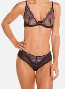 Culottes Shorty tanga noir/violet Amants femme noir