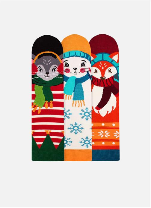 Pirin Hill Chaussettes Coffret de 3 Paires de Chaussettes Pirin Hill en Bambou Noël - Souris, Lapin, Renard homme orange
