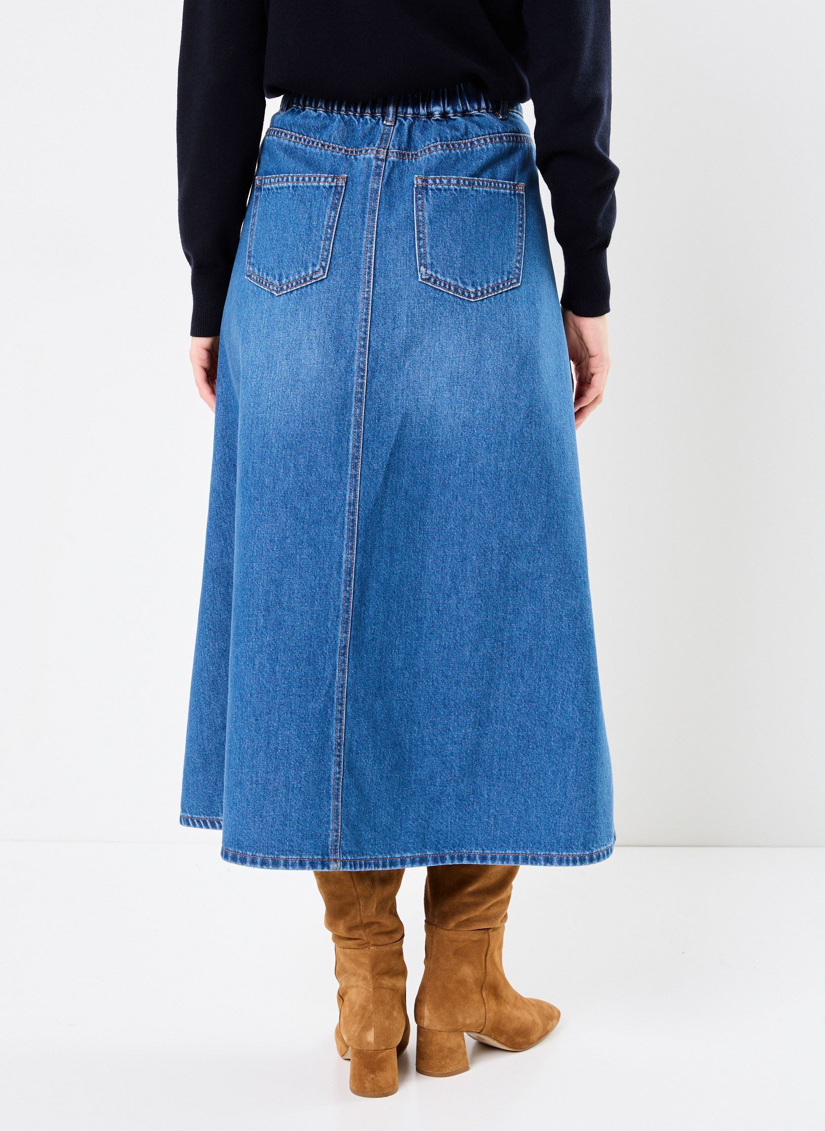 Jupes longues JELENA femme bleu Georgia Rose Jupes longues JELENA femme bleu DENIM STONE