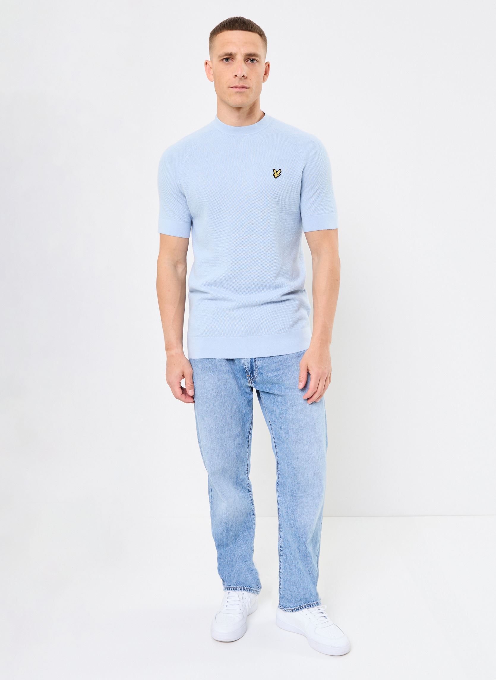 Kurzarm-T-Shirts Linen Blend Knitted T-Shirt herren blau Lyle & Scott Kurzarm-T-Shirts Linen Blend Knitted T-Shirt herren blau LIGHT BLUE