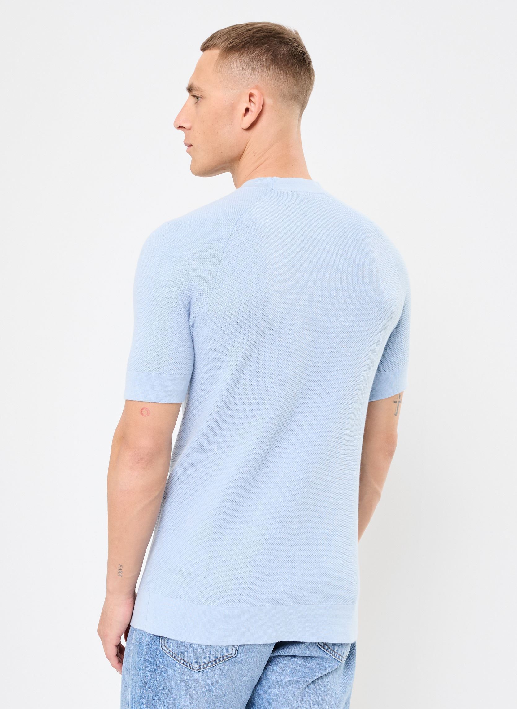 Kurzarm-T-Shirts Linen Blend Knitted T-Shirt herren blau Lyle & Scott Kurzarm-T-Shirts Linen Blend Knitted T-Shirt herren blau LIGHT BLUE