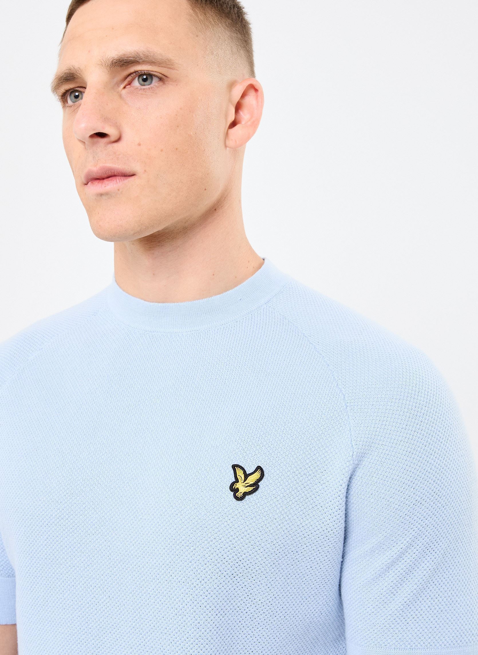 Kurzarm-T-Shirts Linen Blend Knitted T-Shirt herren blau Lyle & Scott Kurzarm-T-Shirts Linen Blend Knitted T-Shirt herren blau LIGHT BLUE