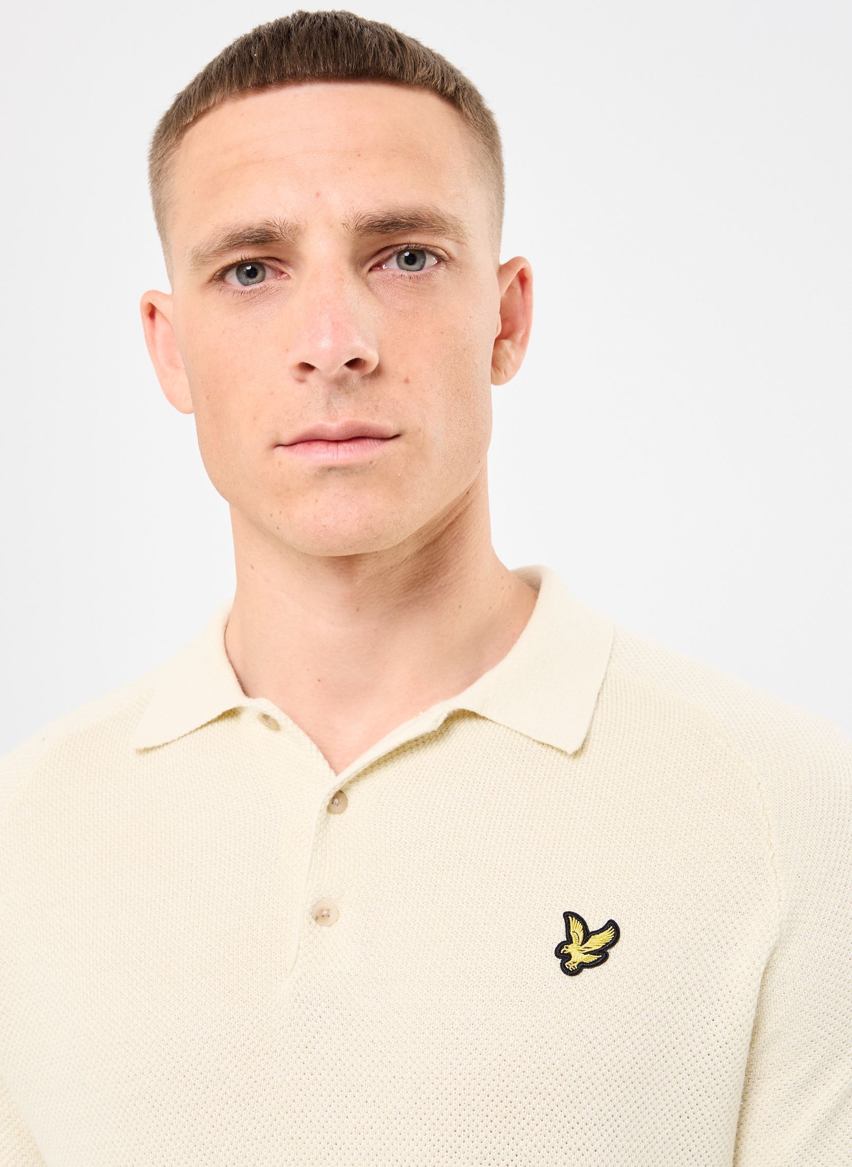 Polos manches courtes Linen Blend Knitted Polo homme beige Lyle & Scott Polos manches courtes Linen Blend Knitted Polo homme beige LUNA