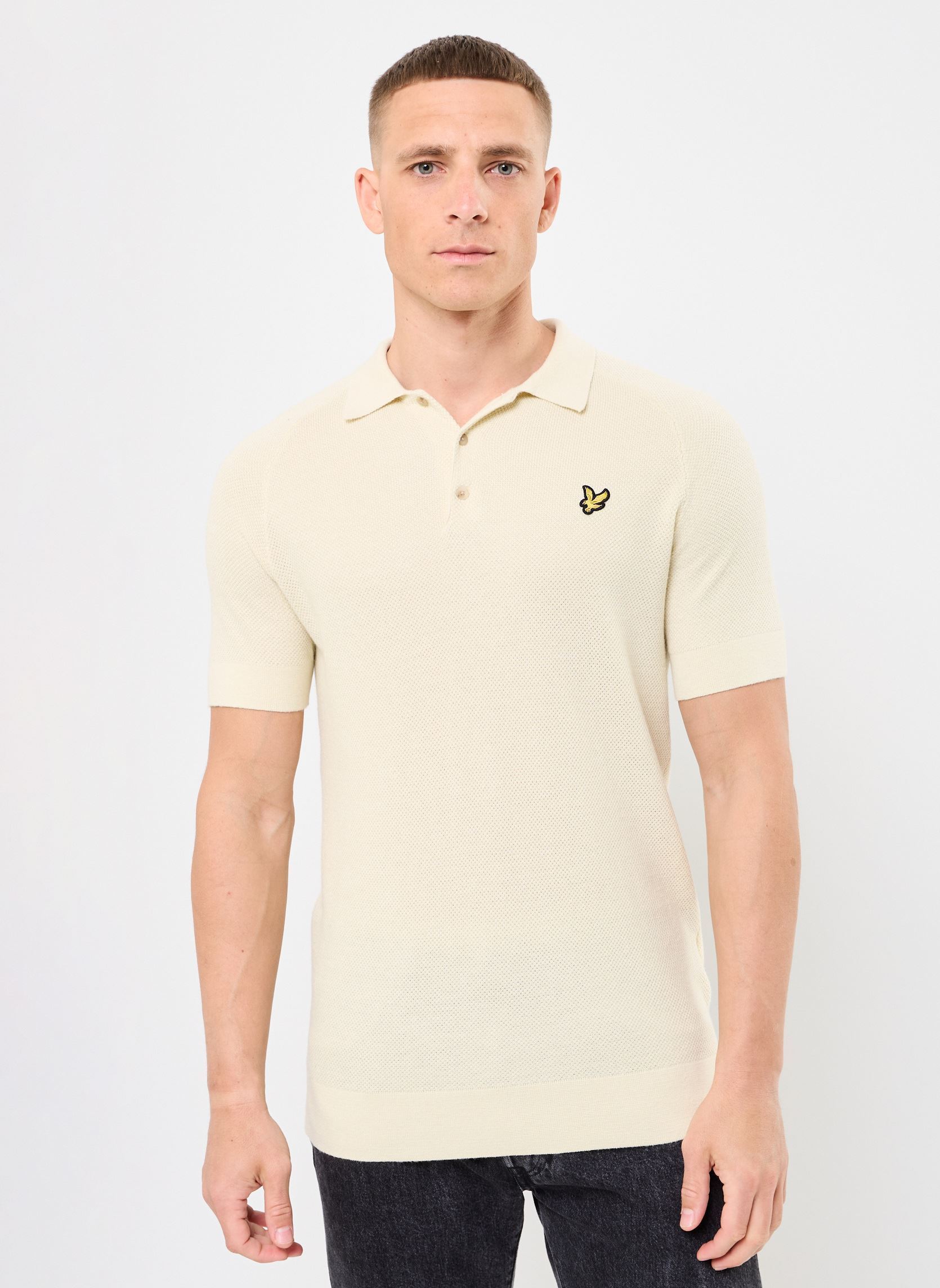 Polos manches courtes Linen Blend Knitted Polo homme beige Lyle & Scott Polos manches courtes Linen Blend Knitted Polo homme beige LUNA