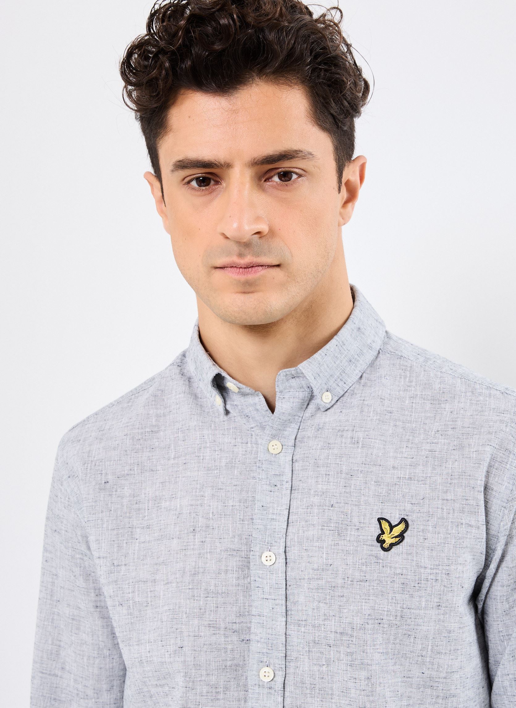 Camisas Linen Blend Oxford Shirt hombre gris Lyle & Scott Camisas Linen Blend Oxford Shirt hombre gris DARK NAVY