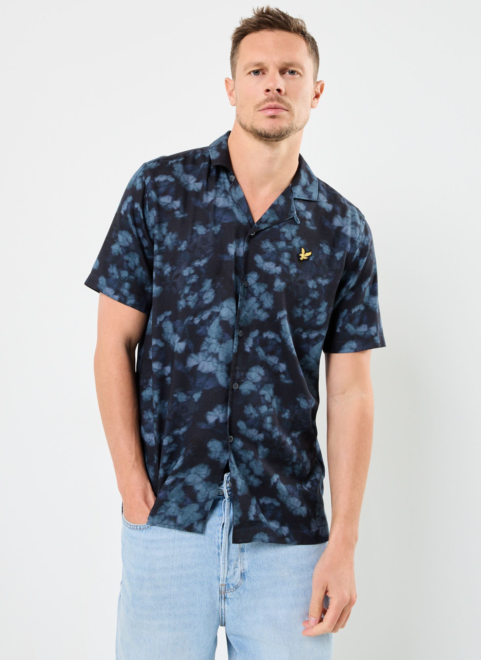 Hemden Digital Floral Resort Shirt heren blauw Lyle & Scott Hemden Digital Floral Resort Shirt heren blauw DARK NAVY