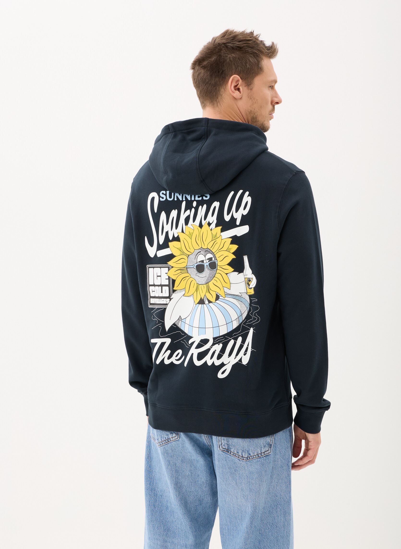 Felpe con cappuccio Sunnies Pool Bar Graphic Pullover Hoodie uomo blu Lyle & Scott Felpe con cappuccio Sunnies Pool Bar Graphic Pullover Hoodie uomo blu DARK NAVY