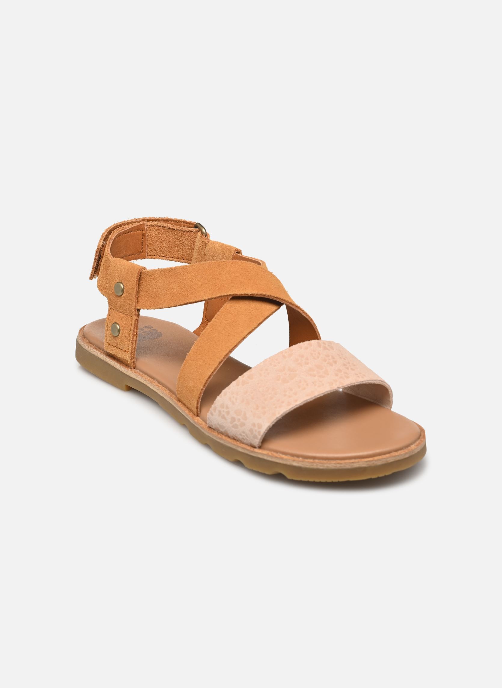 Flache Sandalen ELLA III CRISSCROSS SANDAL damen braun Sorel Flache Sandalen ELLA III CRISSCROSS SANDAL damen braun Pearlescent, Canyon Gold