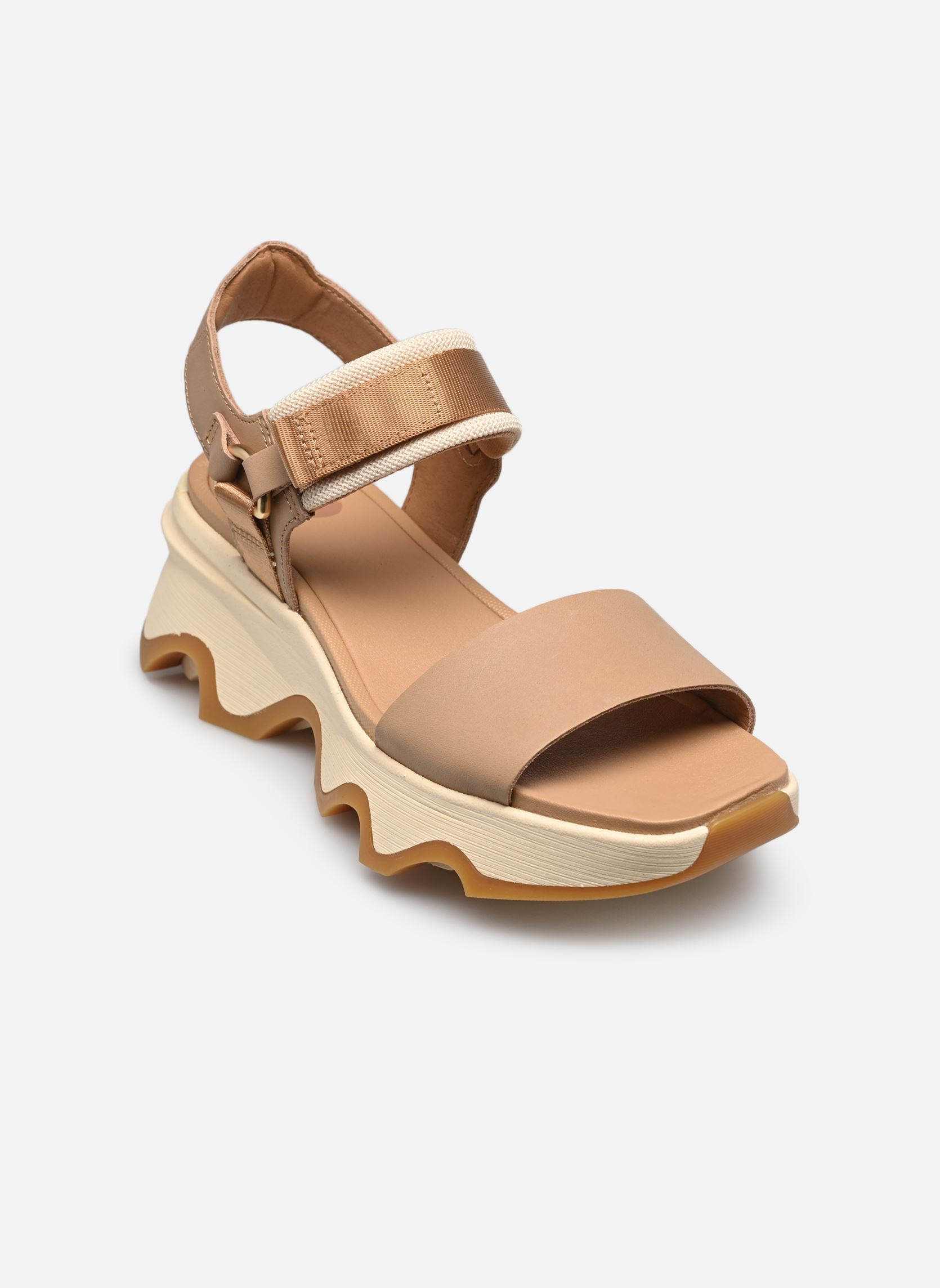 Sandalias y plataformas de cuña KINETIC IMPACT Y-STRAP HIGH SANDAL mujer beige Sorel Sandalias y plataformas de cuña KINETIC IMPACT Y-STRAP HIGH SANDAL mujer beige HONEST BEIGE, HONEY WHITE