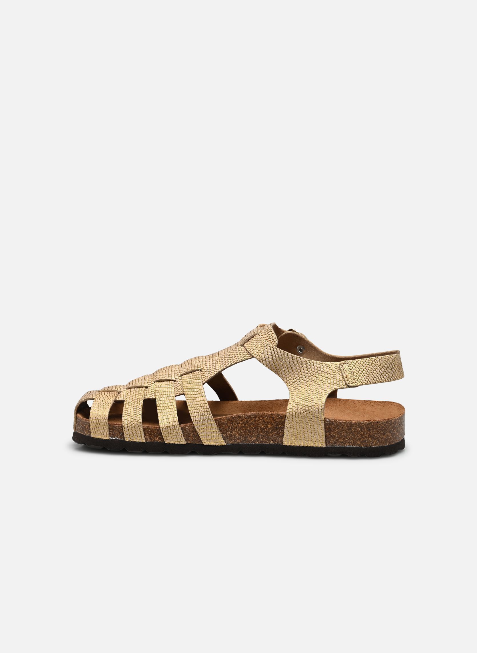 Platte sandalen GAIA dames goud en brons Nazarée Footcare Platte sandalen GAIA dames goud en brons LÉZARD DORÉ