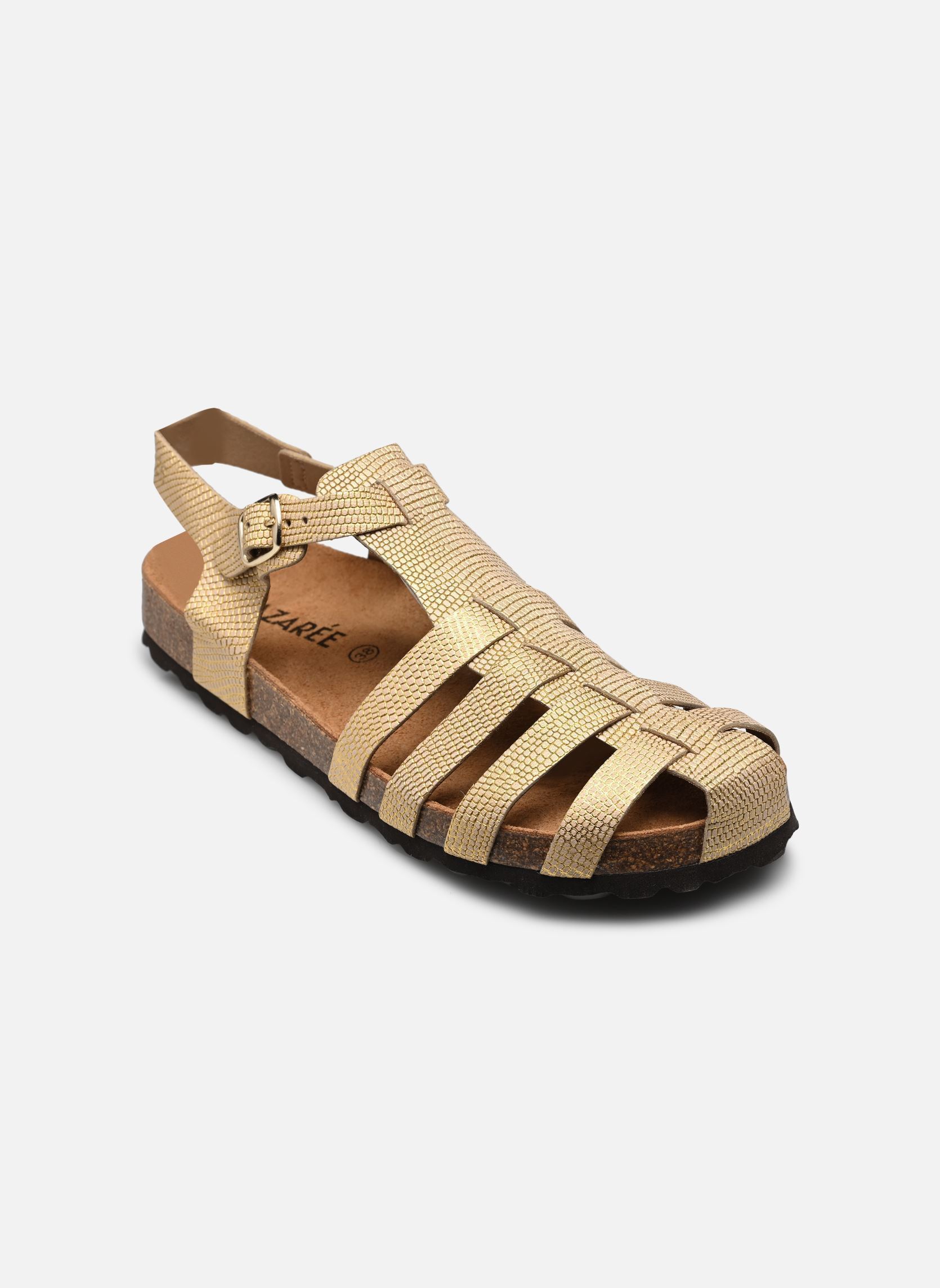 Platte sandalen GAIA dames goud en brons Nazarée Footcare Platte sandalen GAIA dames goud en brons LÉZARD DORÉ