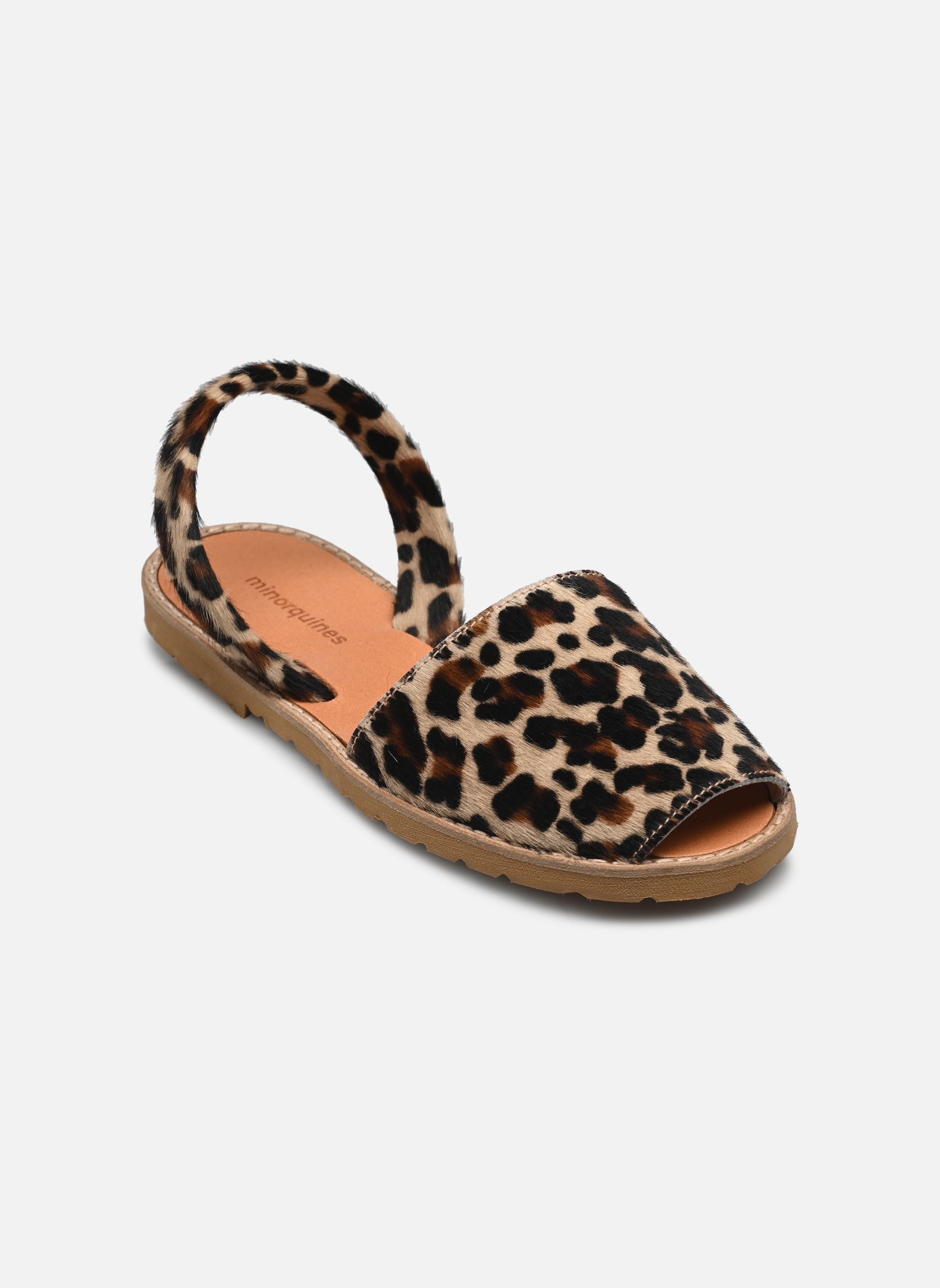 Flache Sandalen Avarca Cuir Léopard damen beige Minorquines Flache Sandalen Avarca Cuir Léopard damen beige LÉOPARD