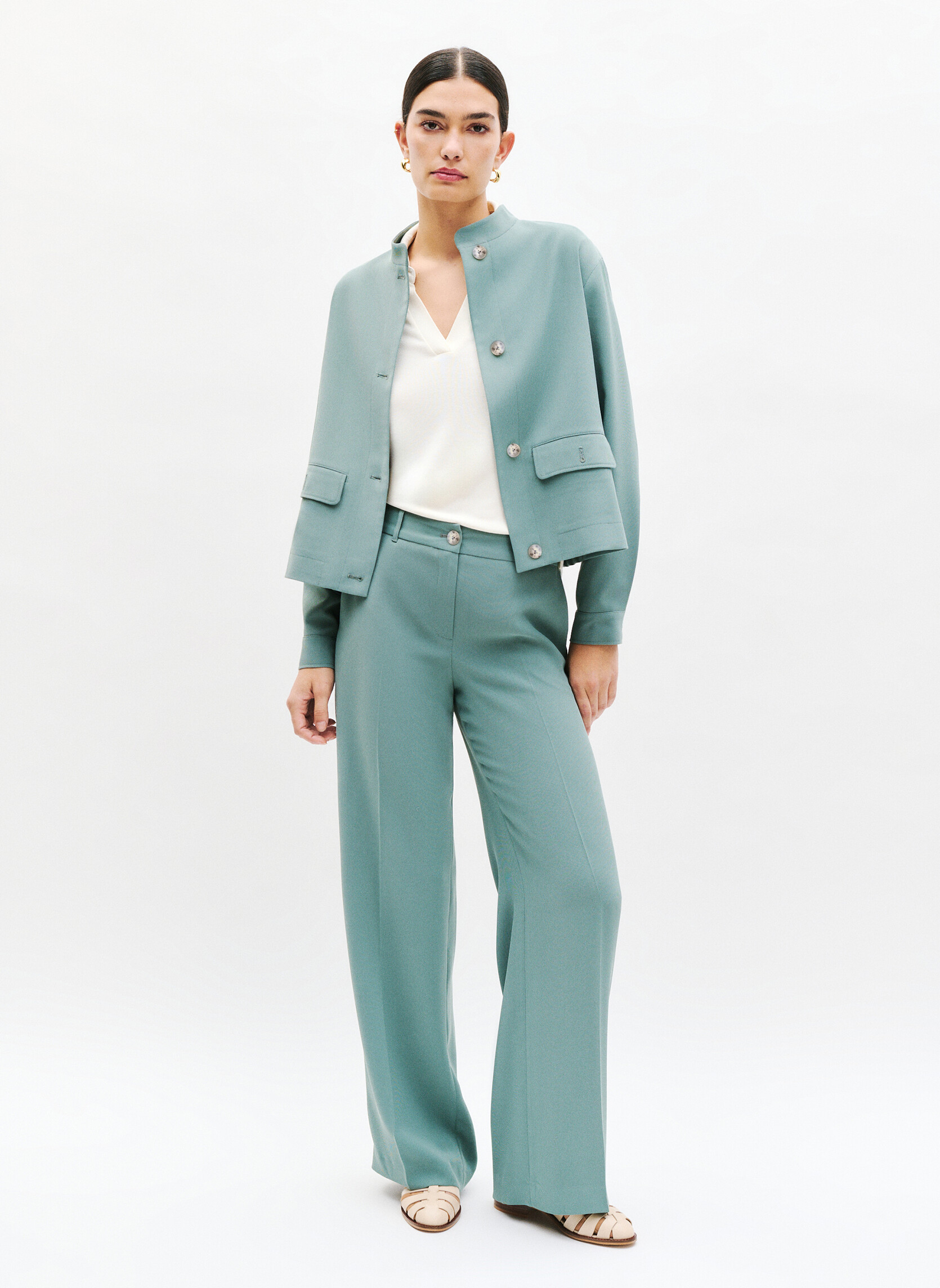 Pantalons droit Pantalons - 251P-PVERONIQUE femme vert Caroll Pantalons droit Pantalons - 251P-PVERONIQUE femme vert Vert pastel