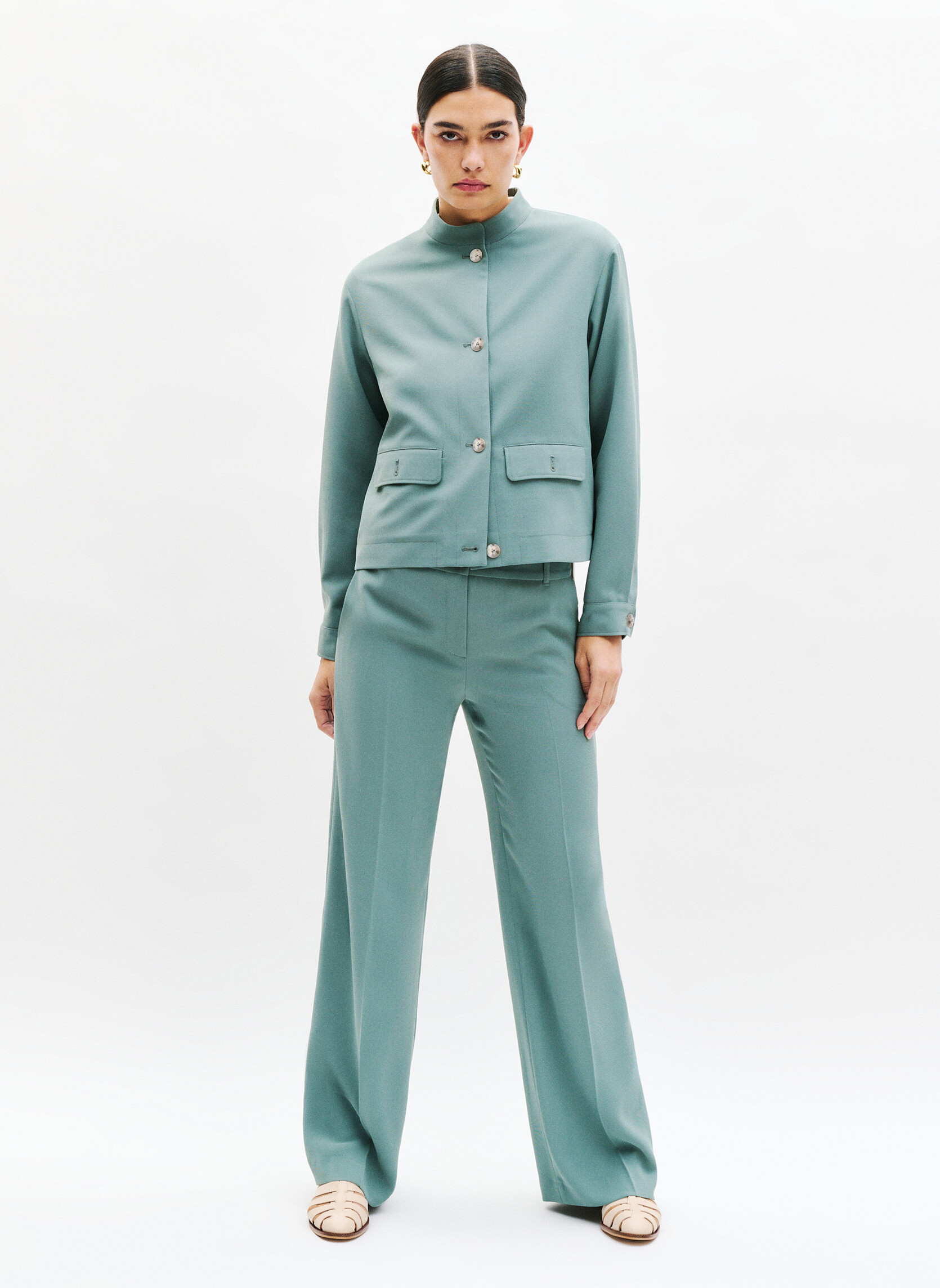 Pantalons droit Pantalons - 251P-PVERONIQUE femme vert Caroll Pantalons droit Pantalons - 251P-PVERONIQUE femme vert Vert pastel