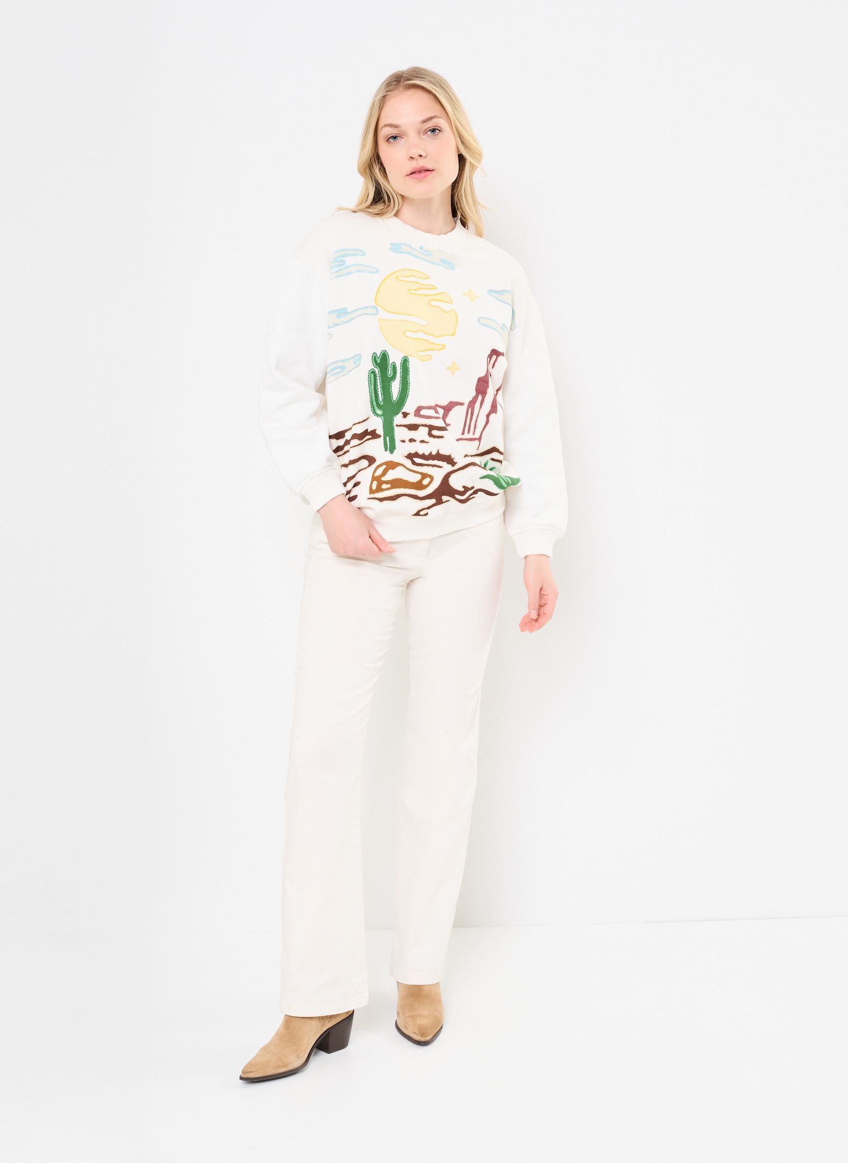Sweater Landscape Sweat dames wit Arizona Love Sweater Landscape Sweat dames wit Cream