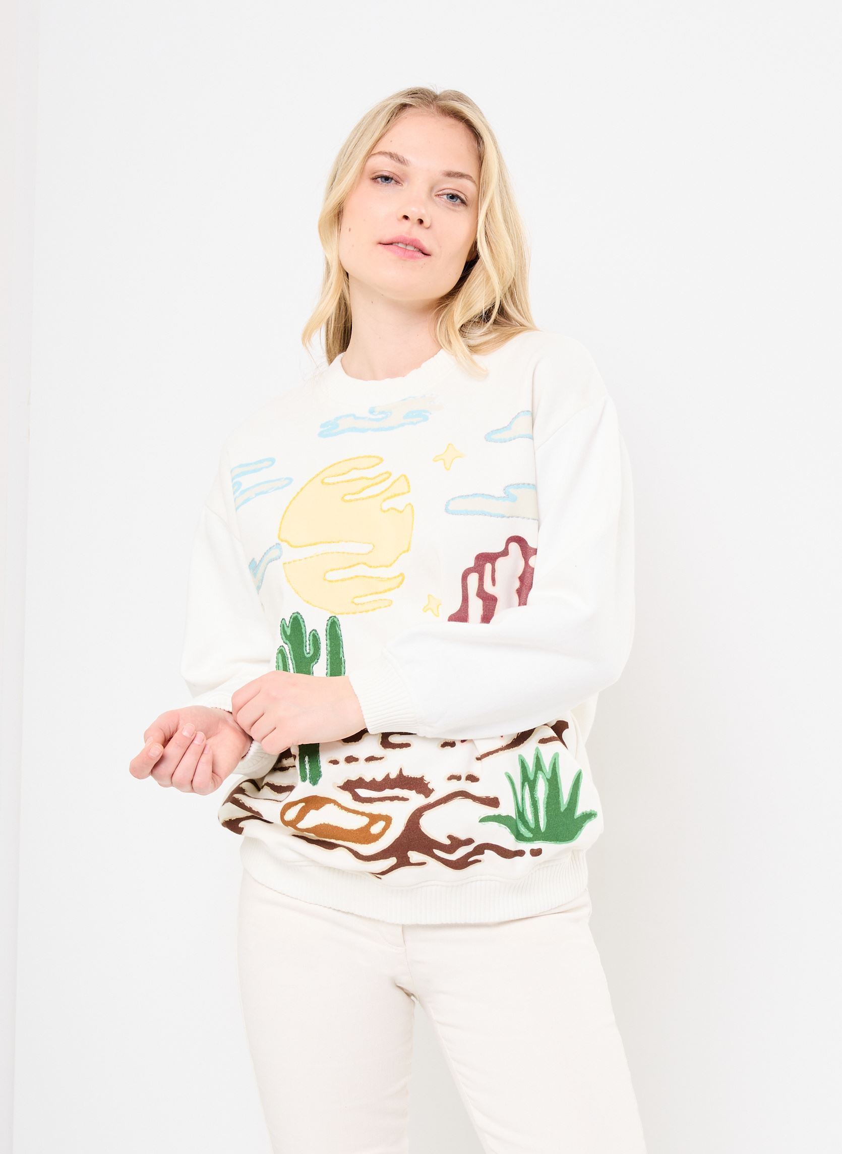 Sweater Landscape Sweat dames wit Arizona Love Sweater Landscape Sweat dames wit Cream