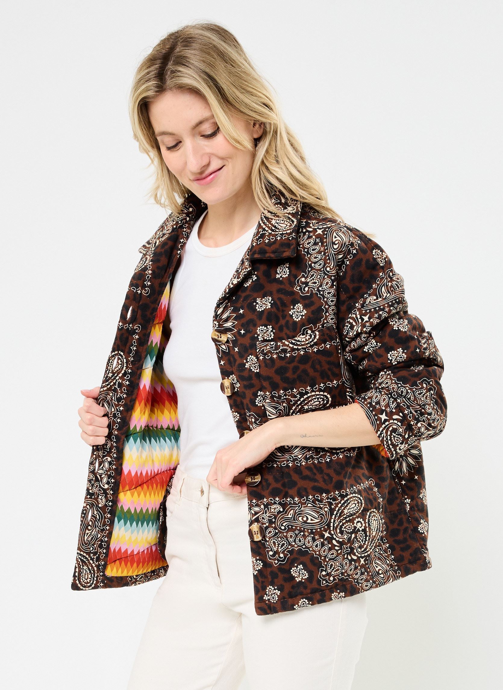 Jassen Leopard Quilt Jacket dames bruin Arizona Love Jassen Leopard Quilt Jacket dames bruin Brown