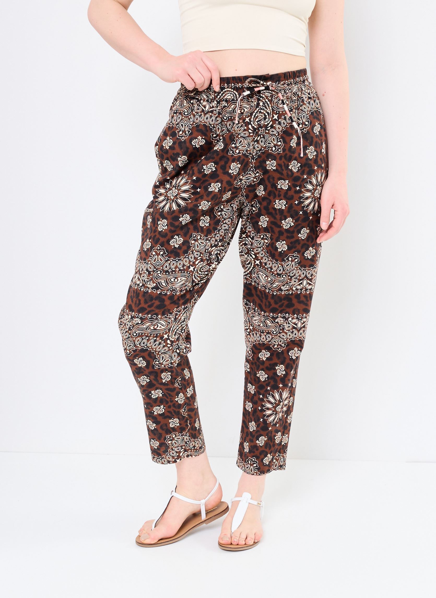 Rechte broeken Leopard Pants dames bruin Arizona Love Rechte broeken Leopard Pants dames bruin Brown