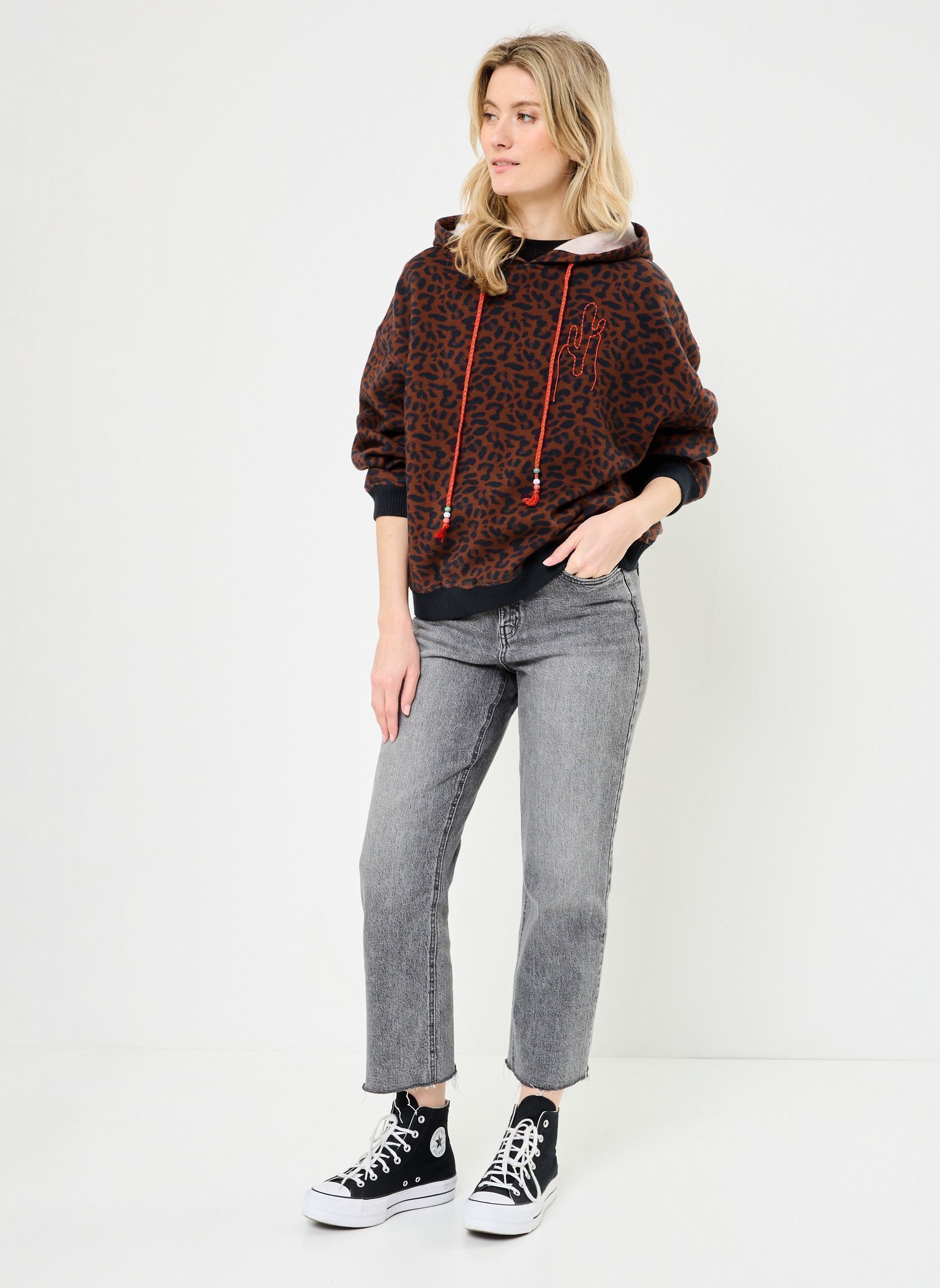 Kapuzenpullover Leopard Sweat damen braun Arizona Love Kapuzenpullover Leopard Sweat damen braun Brown