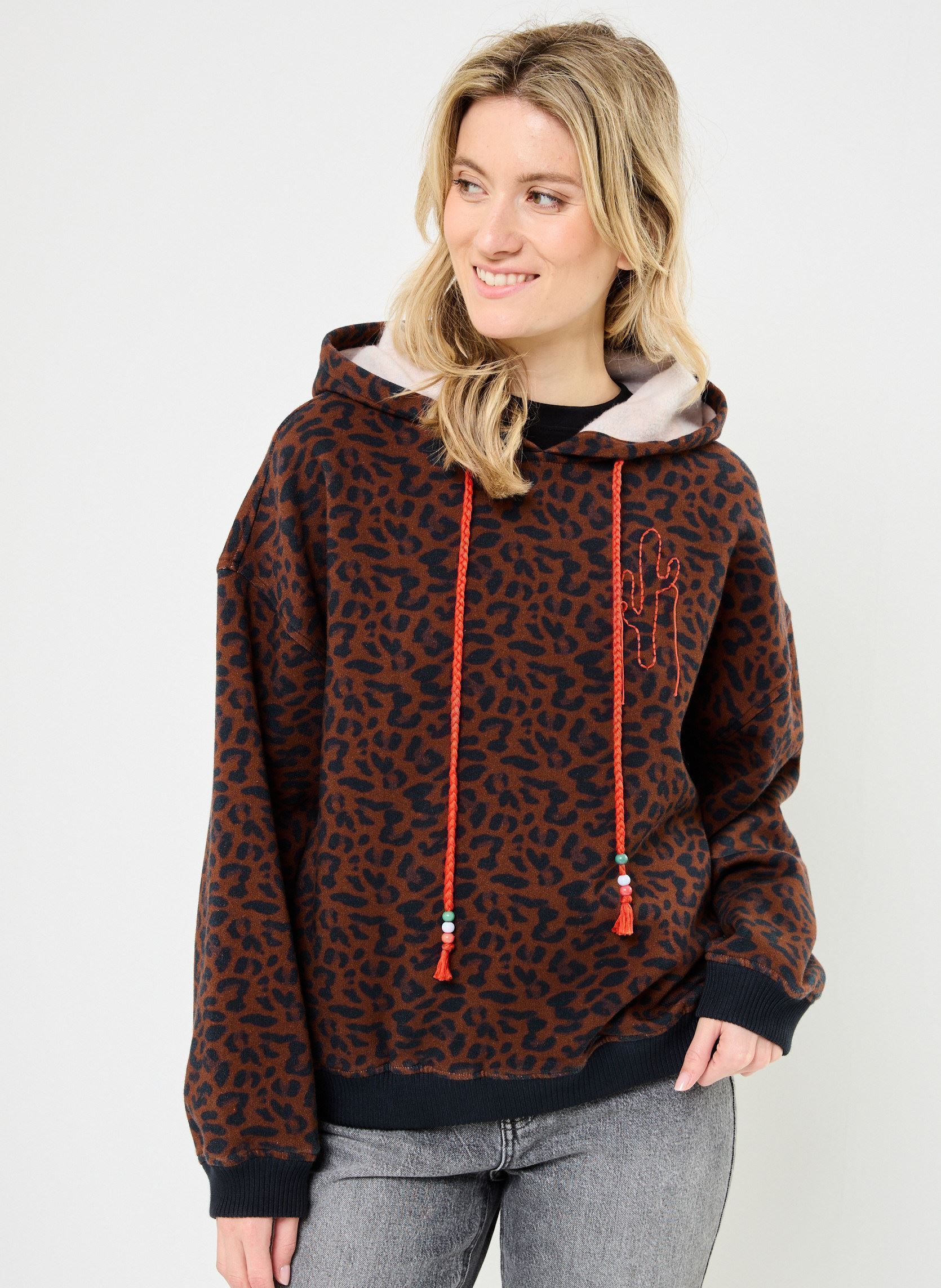 Kapuzenpullover Leopard Sweat damen braun Arizona Love Kapuzenpullover Leopard Sweat damen braun Brown