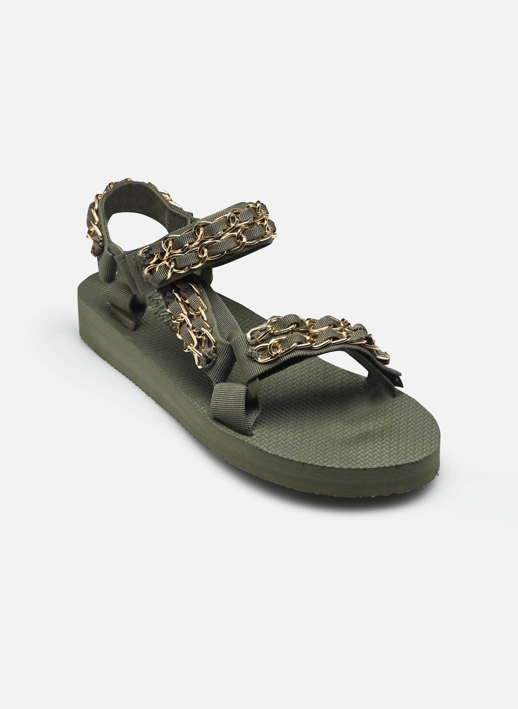 Platte sandalen Trekky Chain dames groen Arizona Love Platte sandalen Trekky Chain dames groen Kaki gold