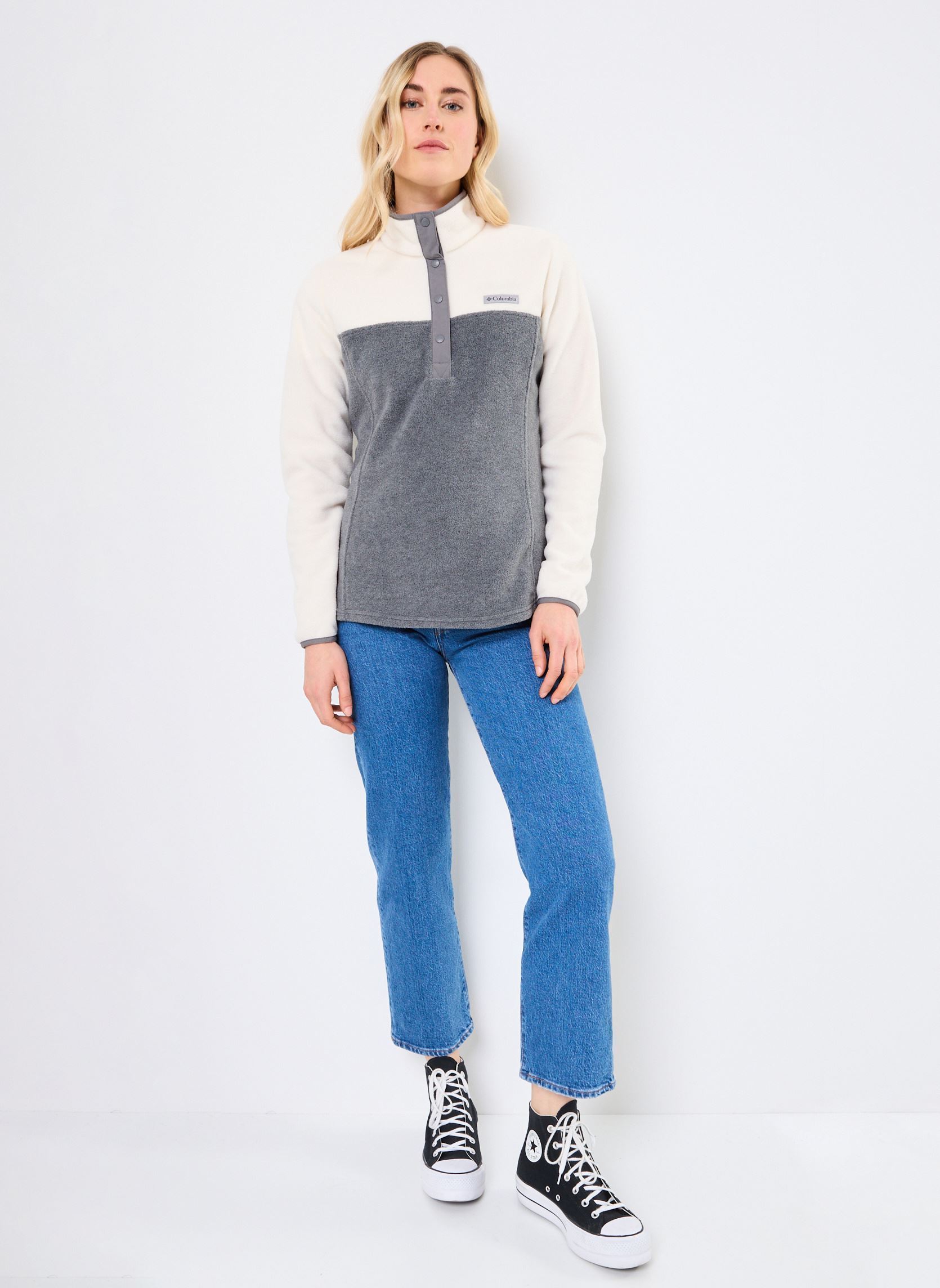 Pulls polaire Benton Springs 1/2 Snap Pull Over II femme gris Columbia Pulls polaire Benton Springs 1/2 Snap Pull Over II femme gris CITY GREY HEATHER, CHALK
