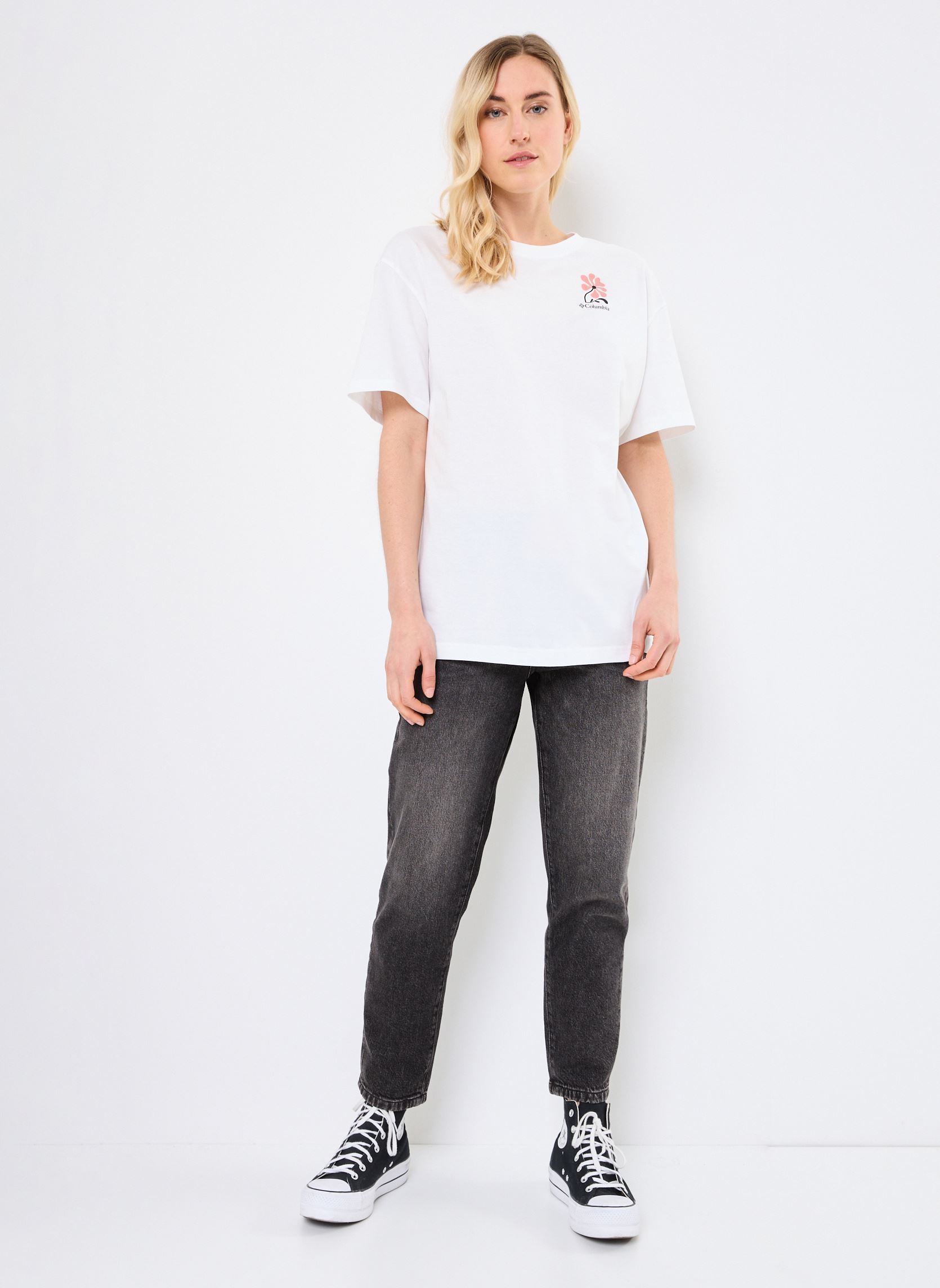 Kurzarm-T-Shirts Rolling Bend Graphic Oversized Tee damen weiß Columbia Kurzarm-T-Shirts Rolling Bend Graphic Oversized Tee damen weiß WHITE, FLORAL FUN