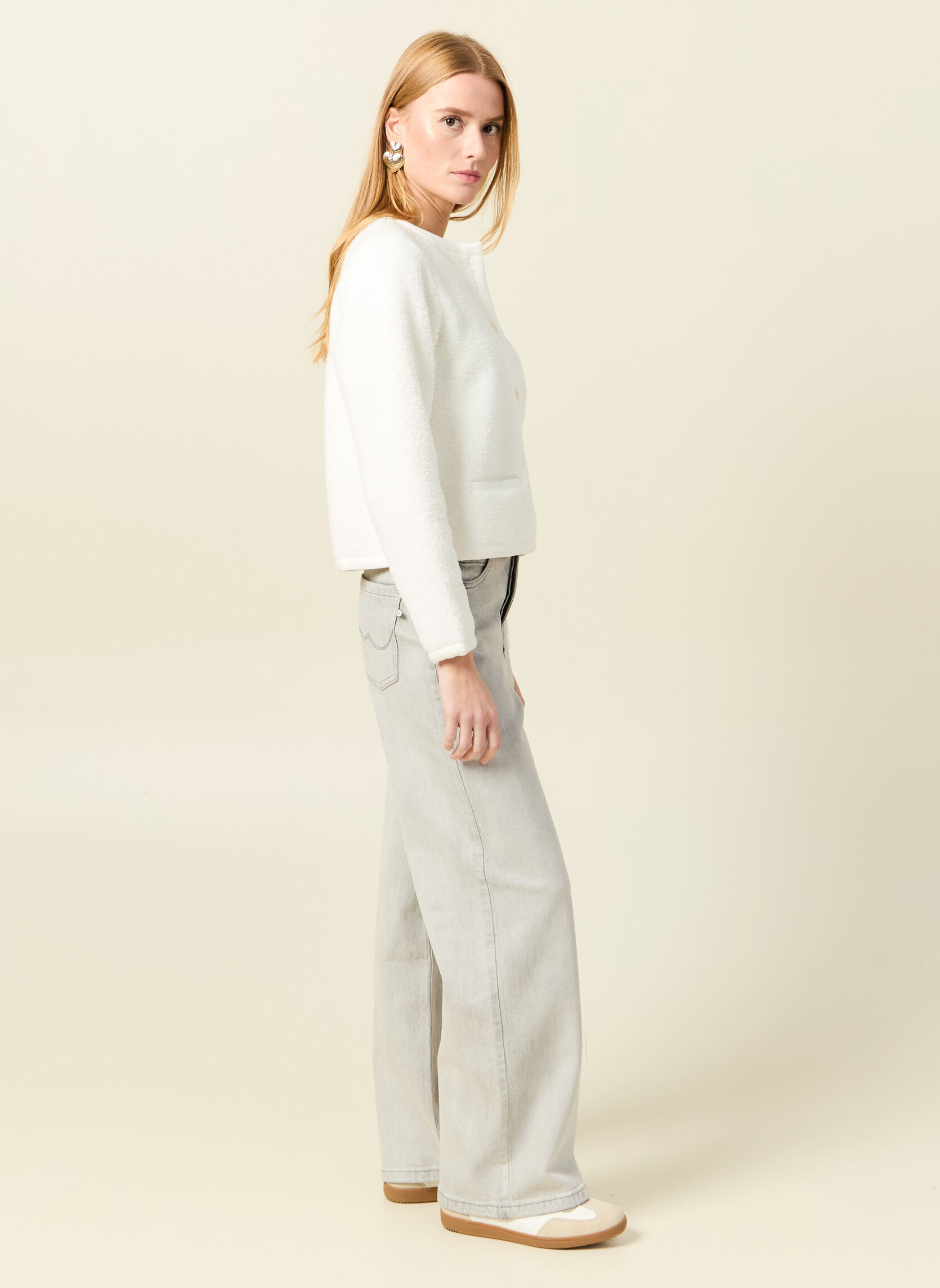 Gilets Gilets manches longues - CLASSI1GILF femme blanc Bonobo Gilets Gilets manches longues - CLASSI1GILF femme blanc Blanc
