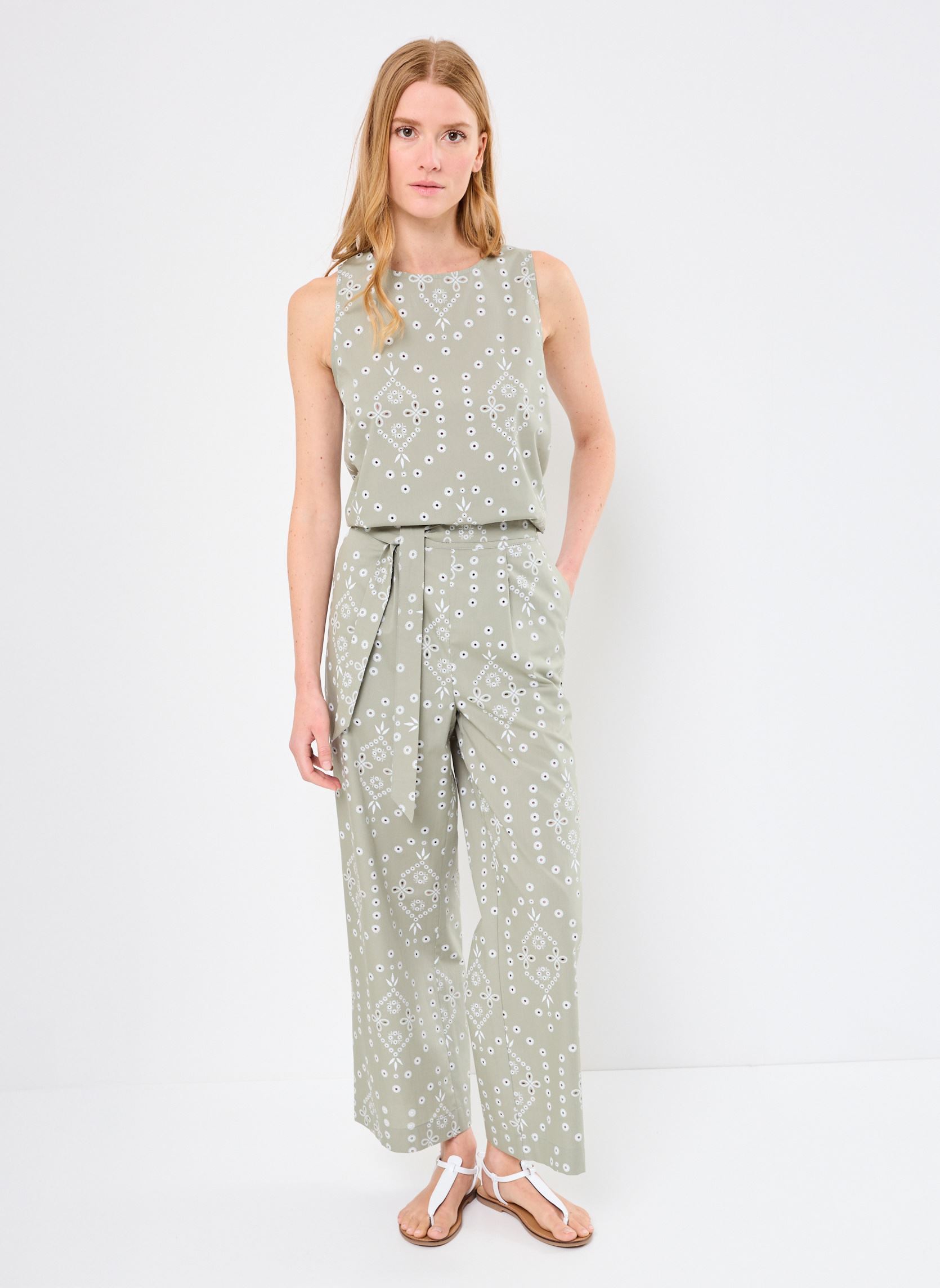 Weite Hosen PBRODERIE damen grün MADE BY Weite Hosen PBRODERIE damen grün ECRU SEAGRASS