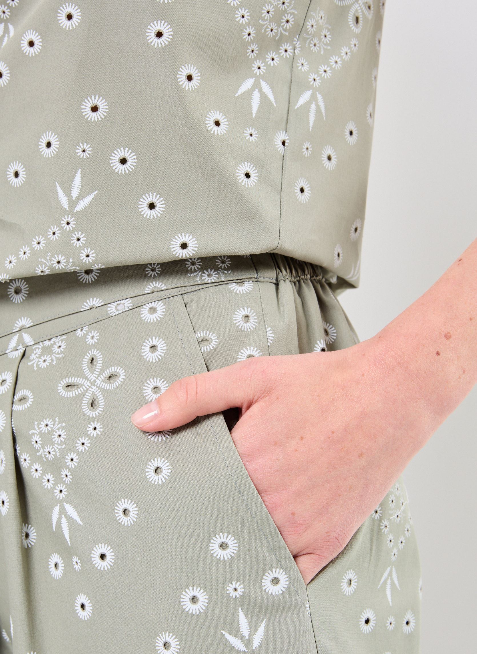 Weite Hosen PBRODERIE damen grün MADE BY Weite Hosen PBRODERIE damen grün ECRU SEAGRASS