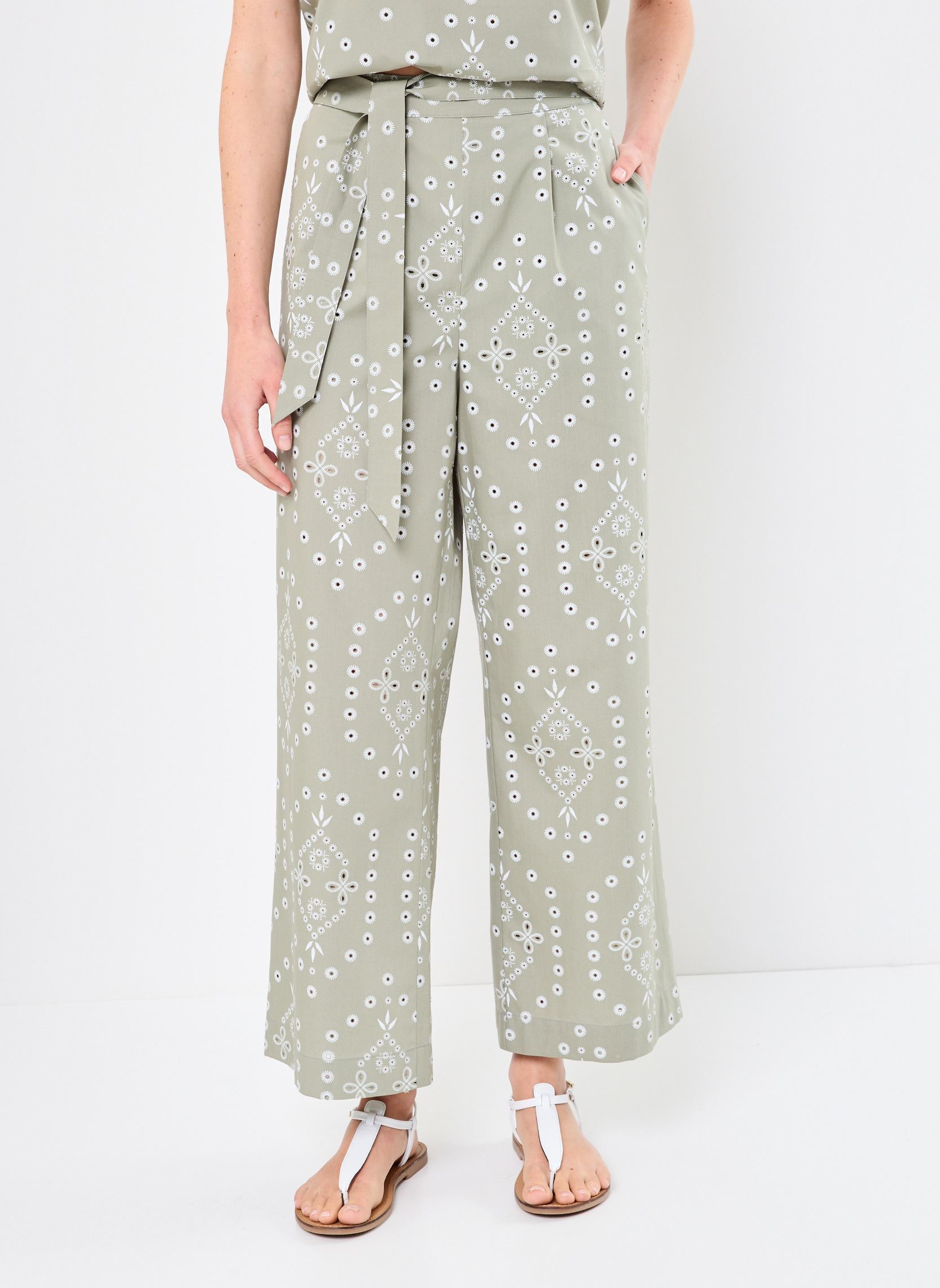 Weite Hosen PBRODERIE damen grün MADE BY Weite Hosen PBRODERIE damen grün ECRU SEAGRASS