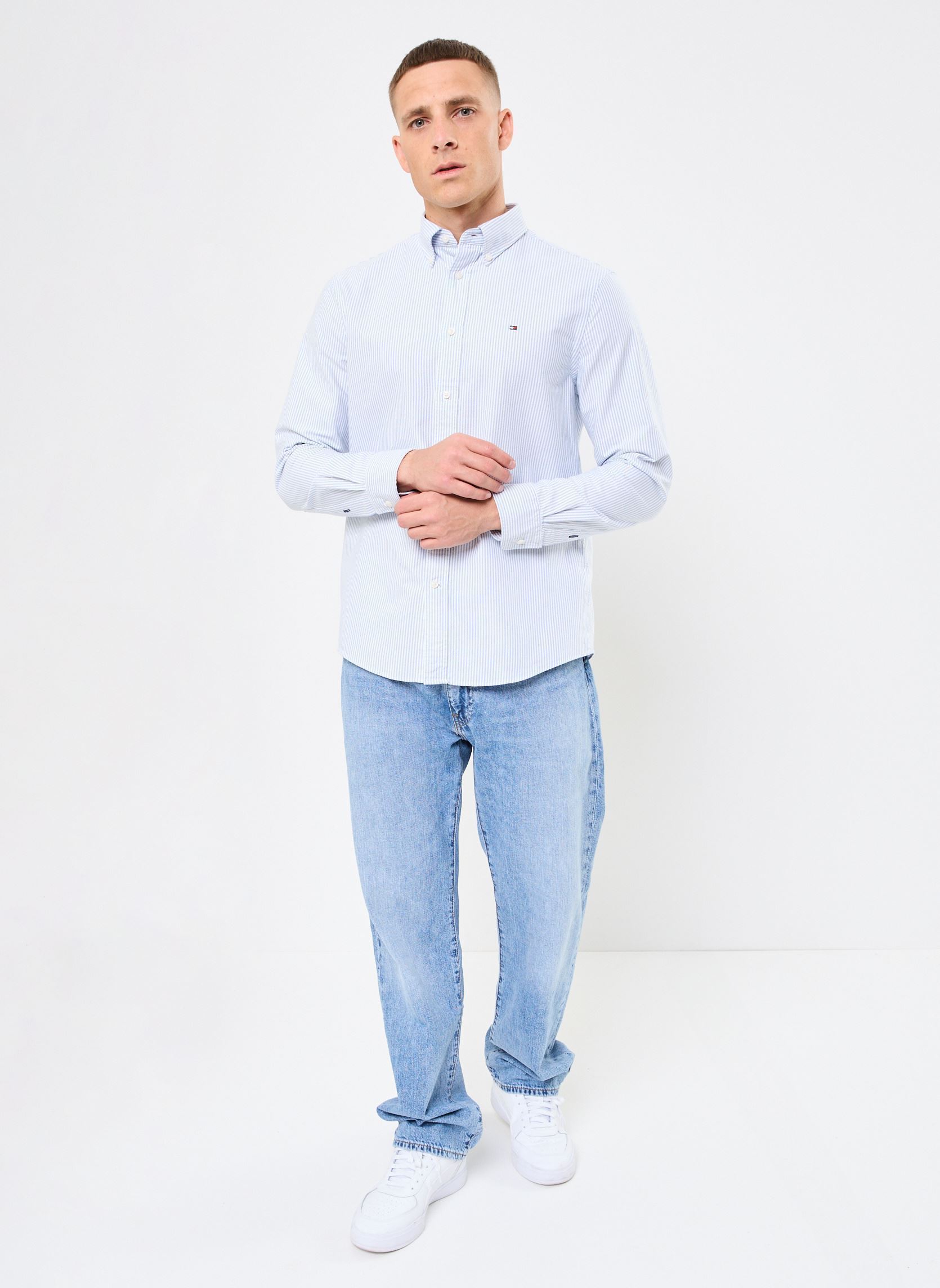 Tee-shirts manches longues Heritage Oxford Stri SBW homme bleu Tommy Hilfiger Tee-shirts manches longues Heritage Oxford Stri SBW homme bleu SHIRT BLUE / WHITE
