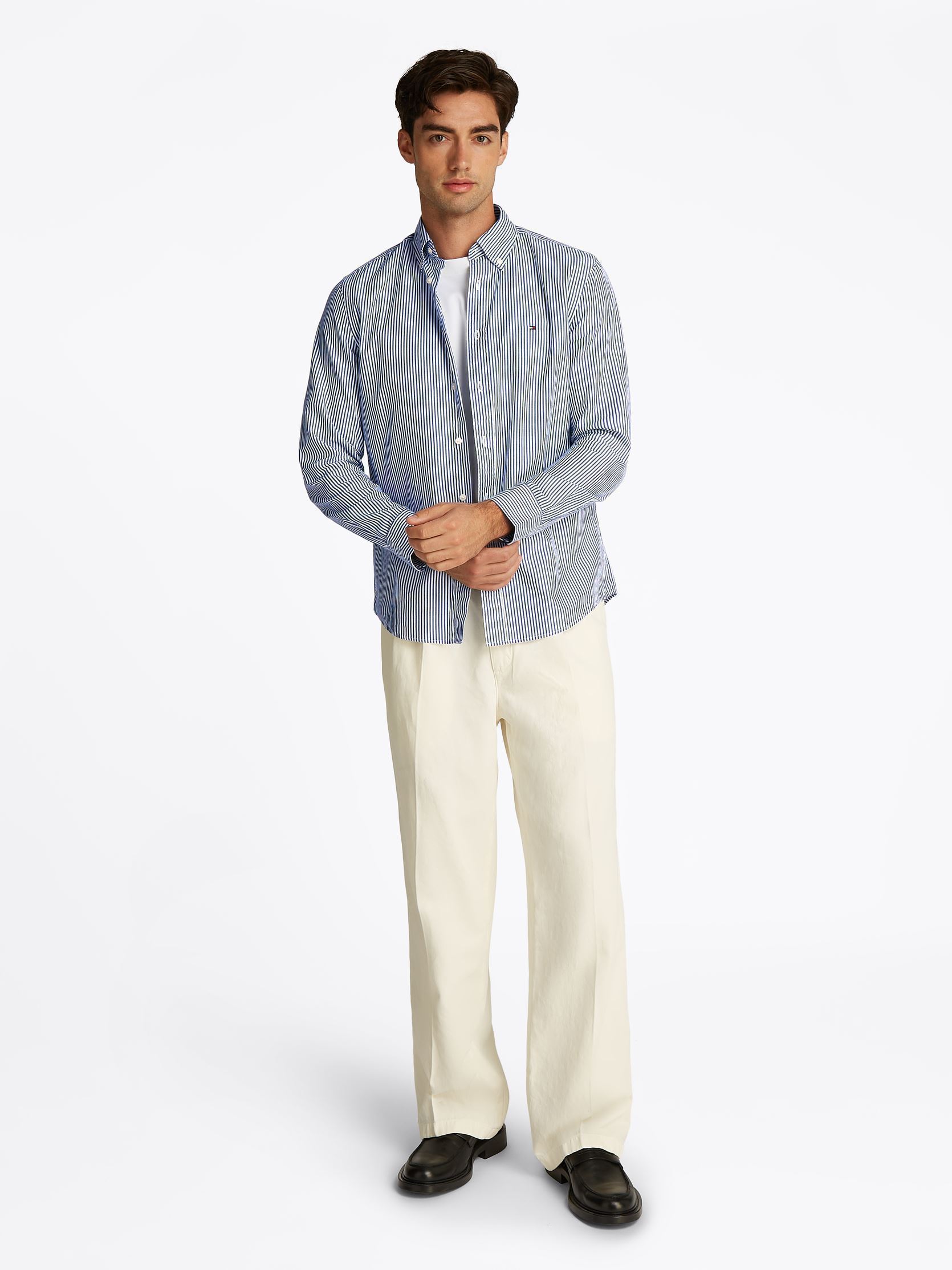 Chemises Flex Poplin Classic MW0MW37549 homme bleu Tommy Hilfiger Chemises Flex Poplin Classic MW0MW37549 homme bleu WEDGE BLUE / OPTIC WHITE