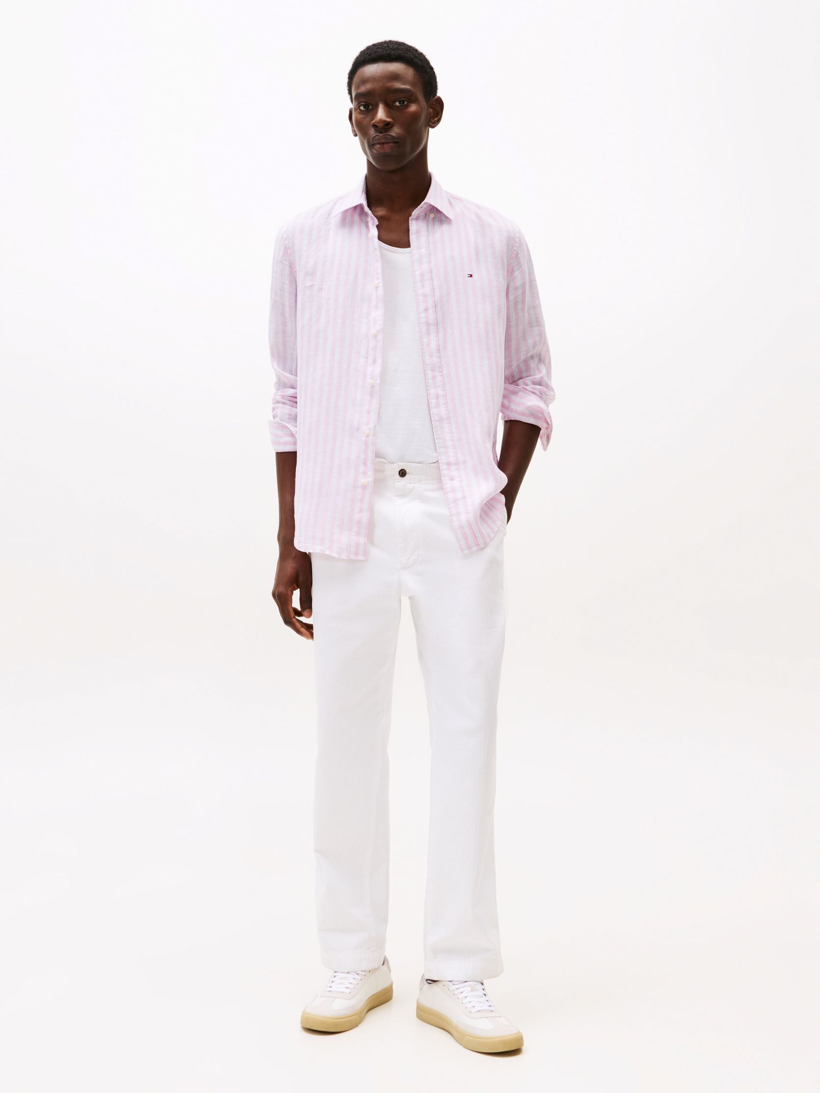 Hemden Linen Essential Stri MW0MW38581 heren roze Tommy Hilfiger Hemden Linen Essential Stri MW0MW38581 heren roze CLASSIC PINK / STRIPE