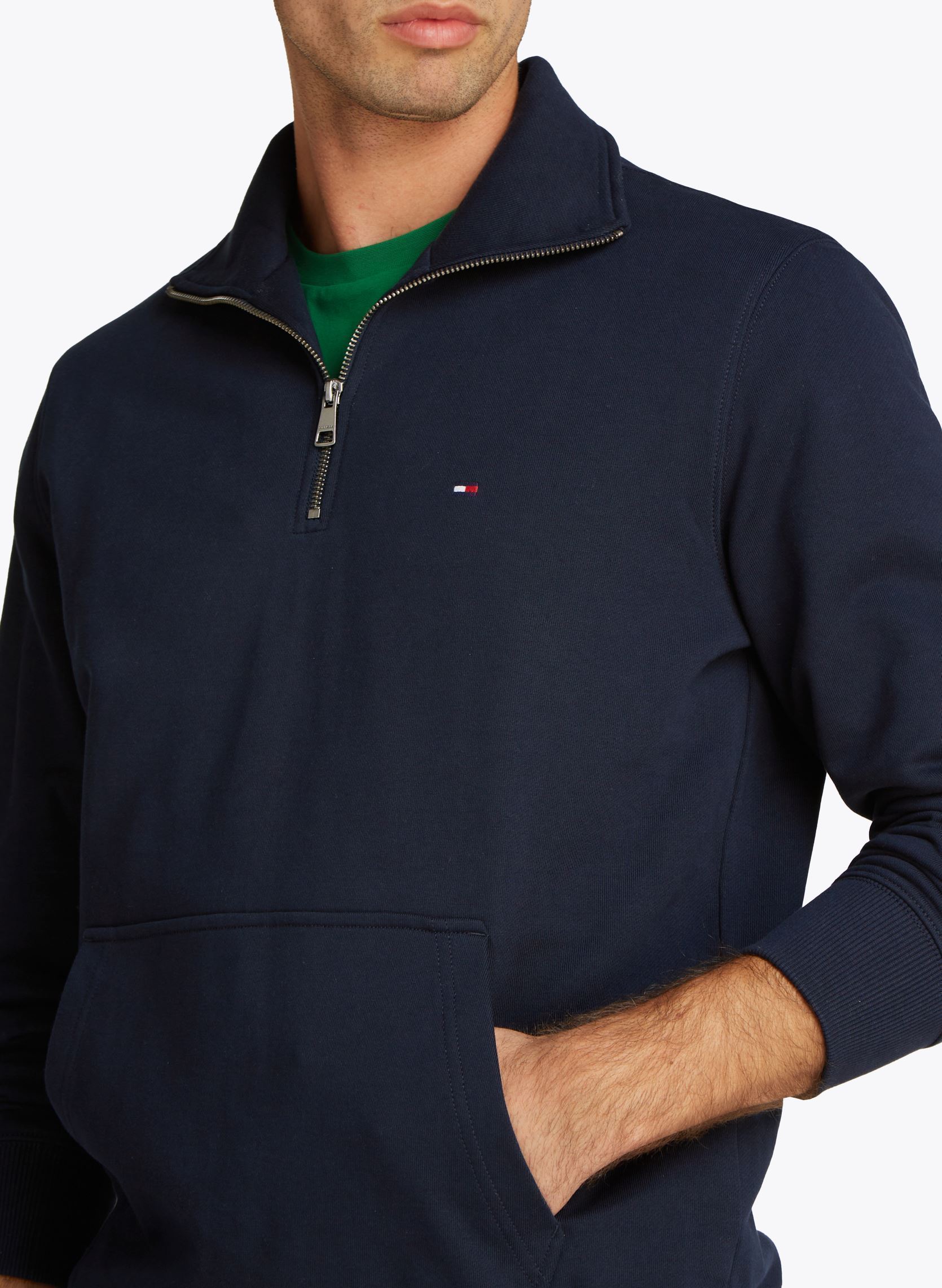 Sweaters met rits Essential Terry 1/4 MW0MW37238 heren blauw Tommy Hilfiger Sweaters met rits Essential Terry 1/4 MW0MW37238 heren blauw DESERT SKY