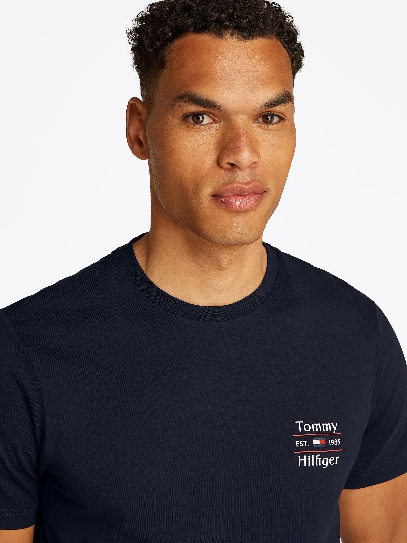 T-shirt a maniche corte Hilfiger Stack Tee MW0MW38622 uomo blu Tommy Hilfiger T-shirt a maniche corte Hilfiger Stack Tee MW0MW38622 uomo blu DESERT SKY