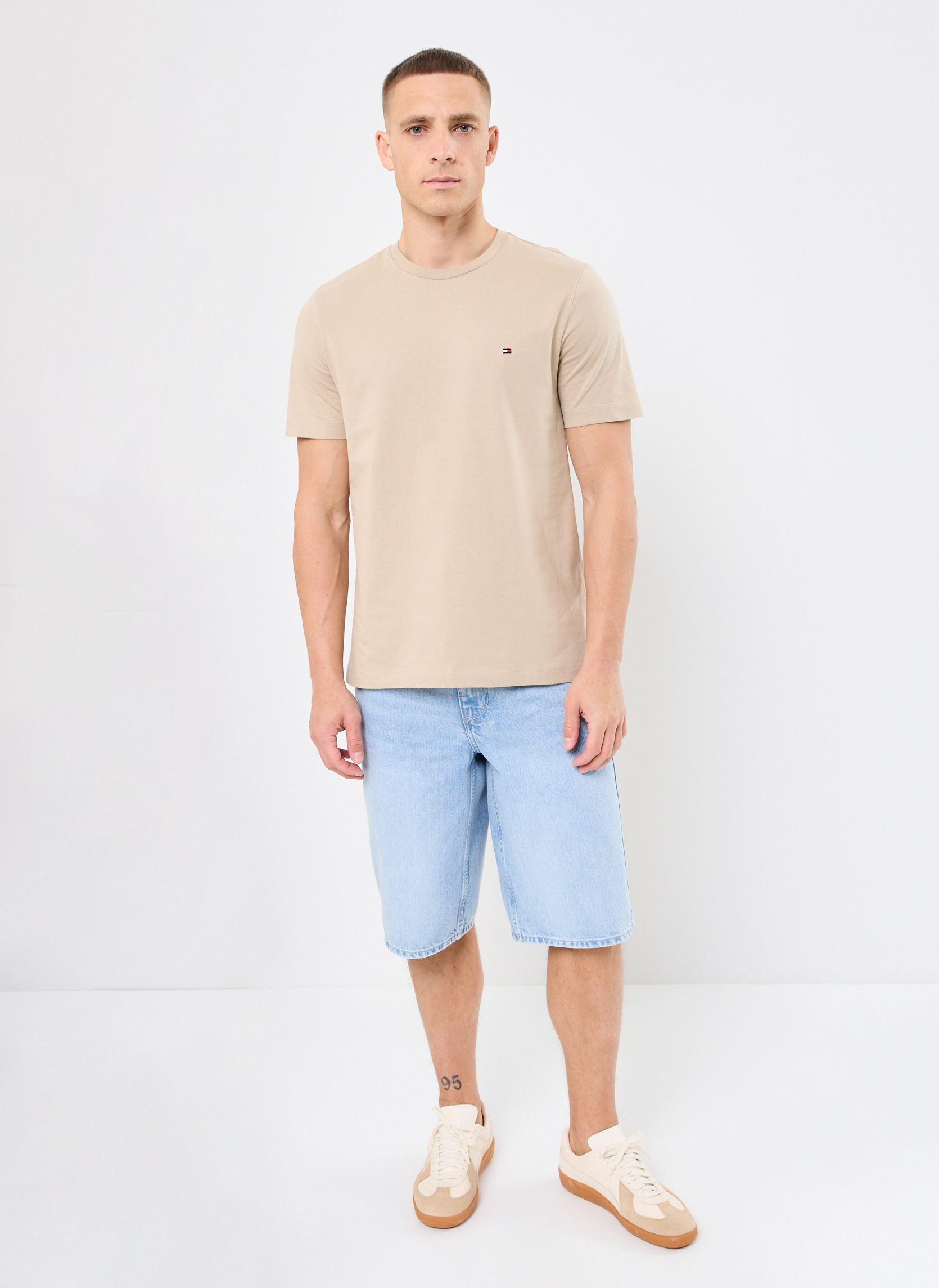 Kurzarm-T-Shirts Ess Seasonal Reg Fit MW0MW39995 herren beige Tommy Hilfiger Kurzarm-T-Shirts Ess Seasonal Reg Fit MW0MW39995 herren beige Sandalwood