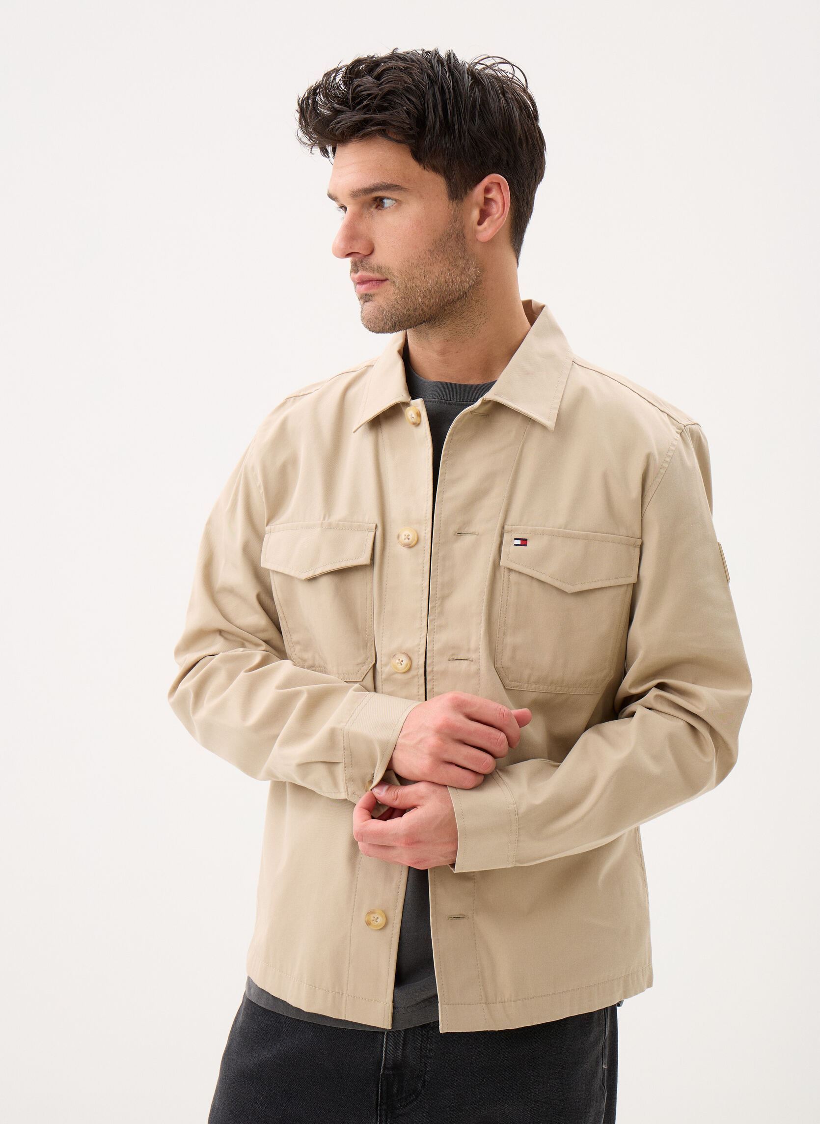 Surchemise droite en coton mélangé - vue 3