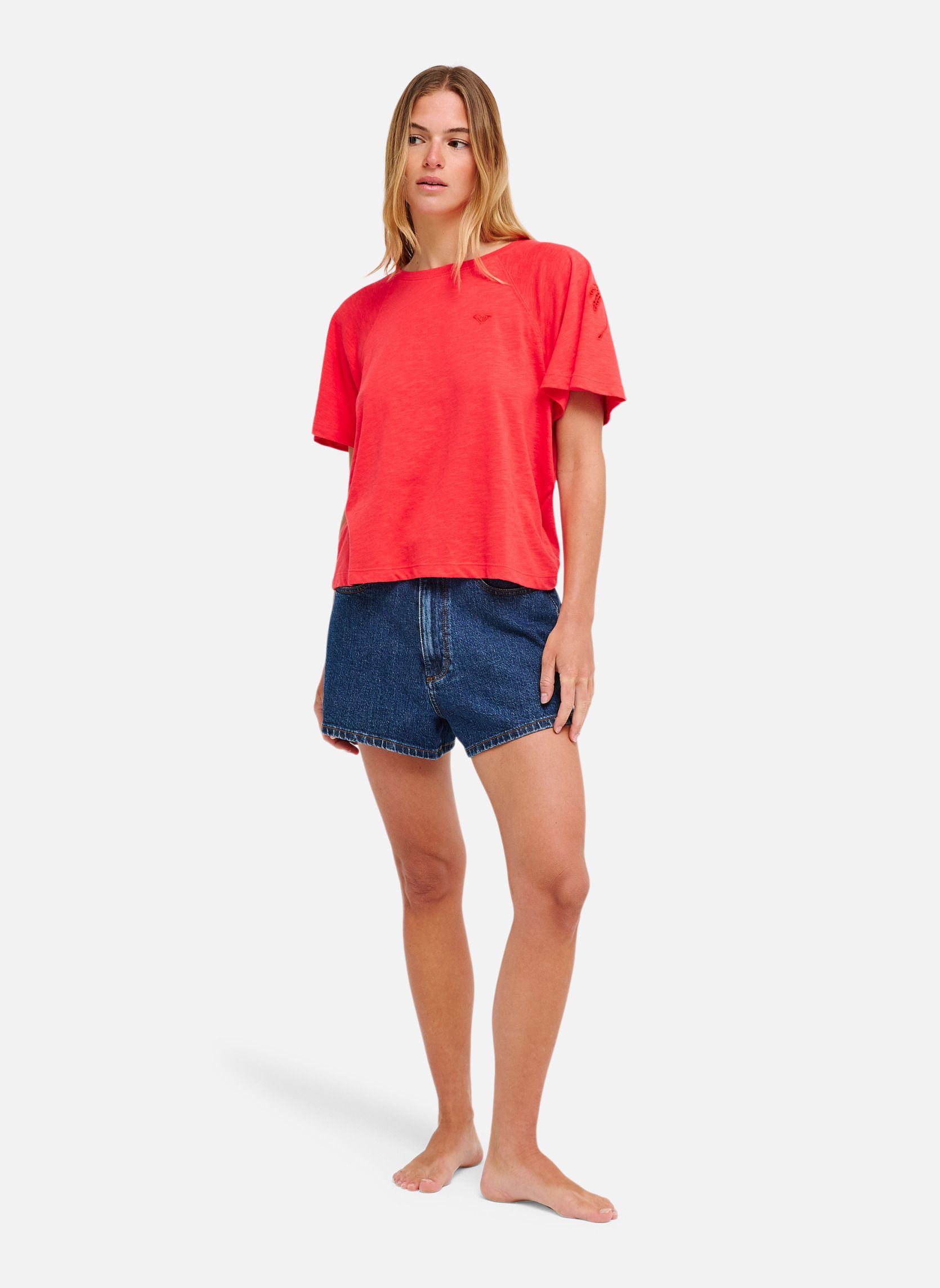 Tee-shirts Time For Palm Tree femme rouge Roxy Tee-shirts Time For Palm Tree femme rouge Rouge