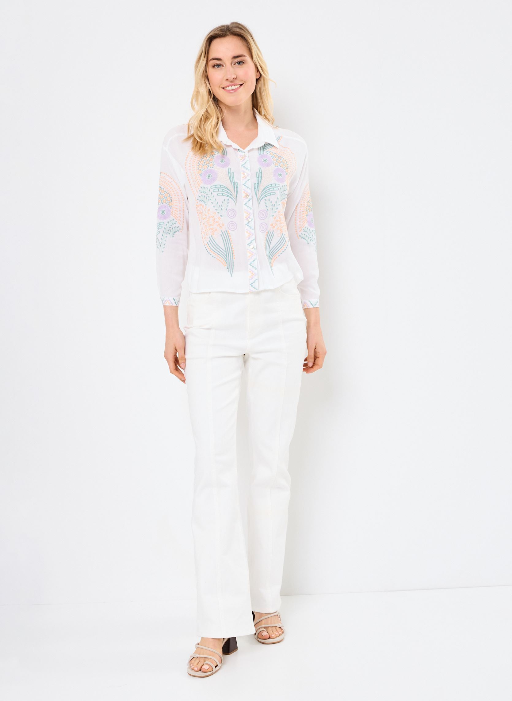 Chemises manches longues M04B118 femme blanc Meisïe Chemises manches longues M04B118 femme blanc PONY