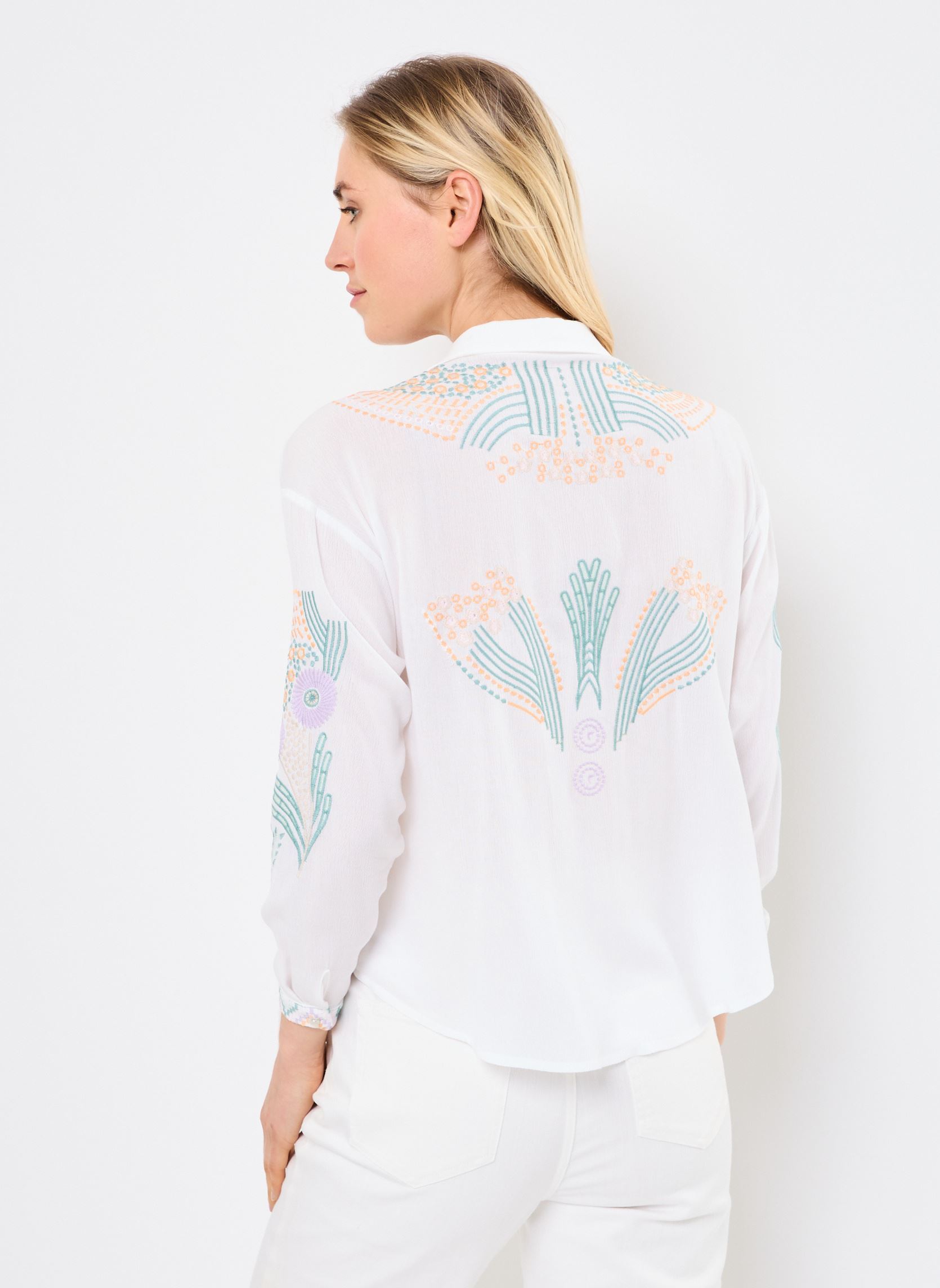 Chemises manches longues M04B118 femme blanc Meisïe Chemises manches longues M04B118 femme blanc PONY